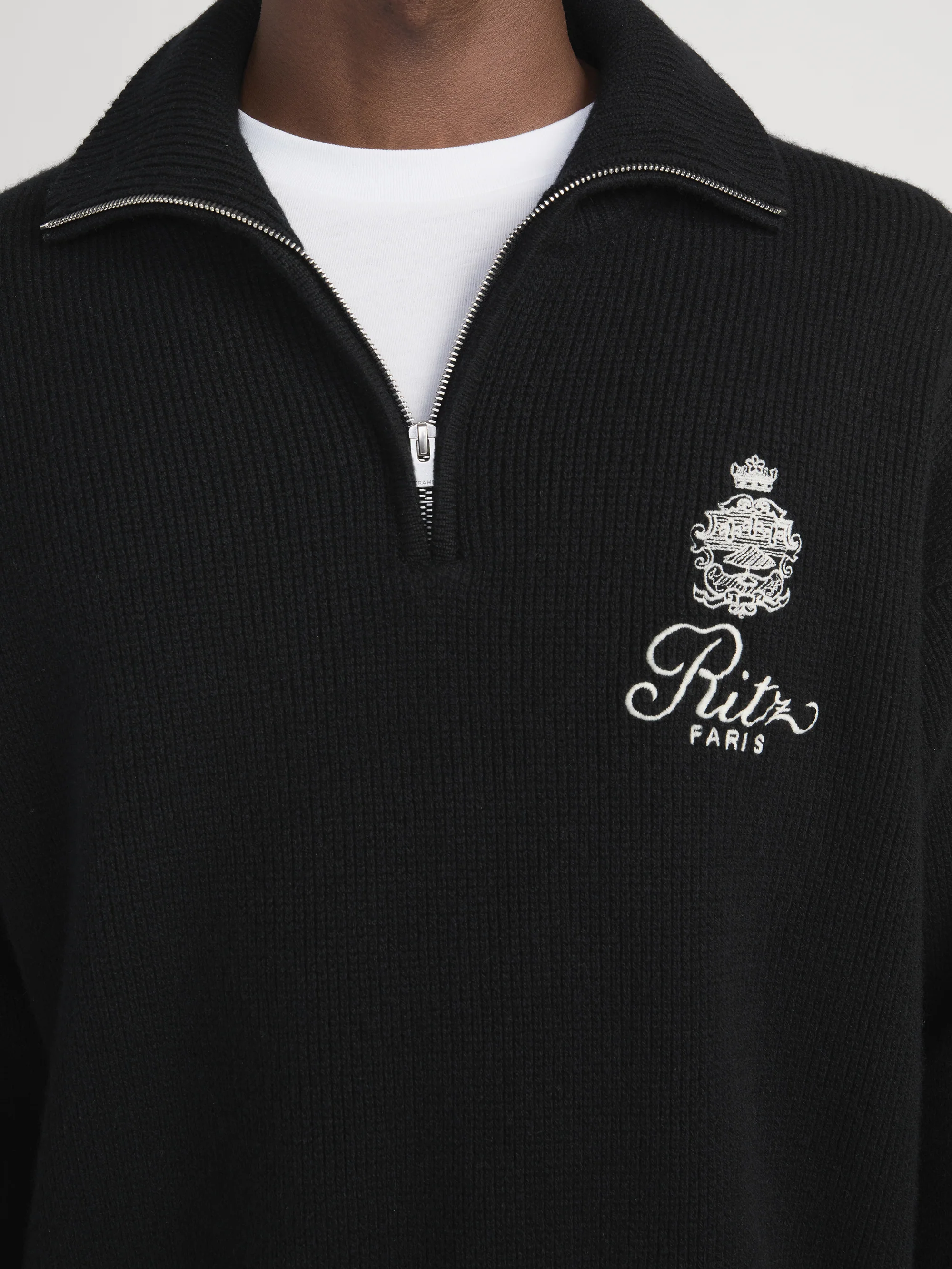 Ritz Men's Cashmere Half Zip -- Black - Image 4