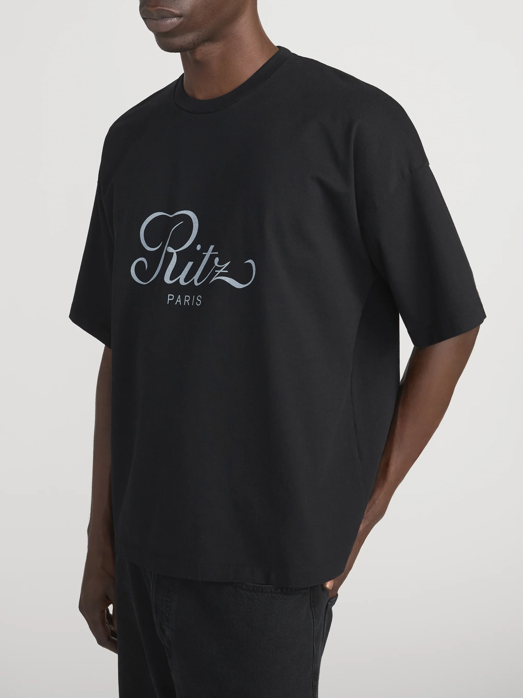 Ritz Men's Cropped Relaxed T Shirt -- Black - Image 4