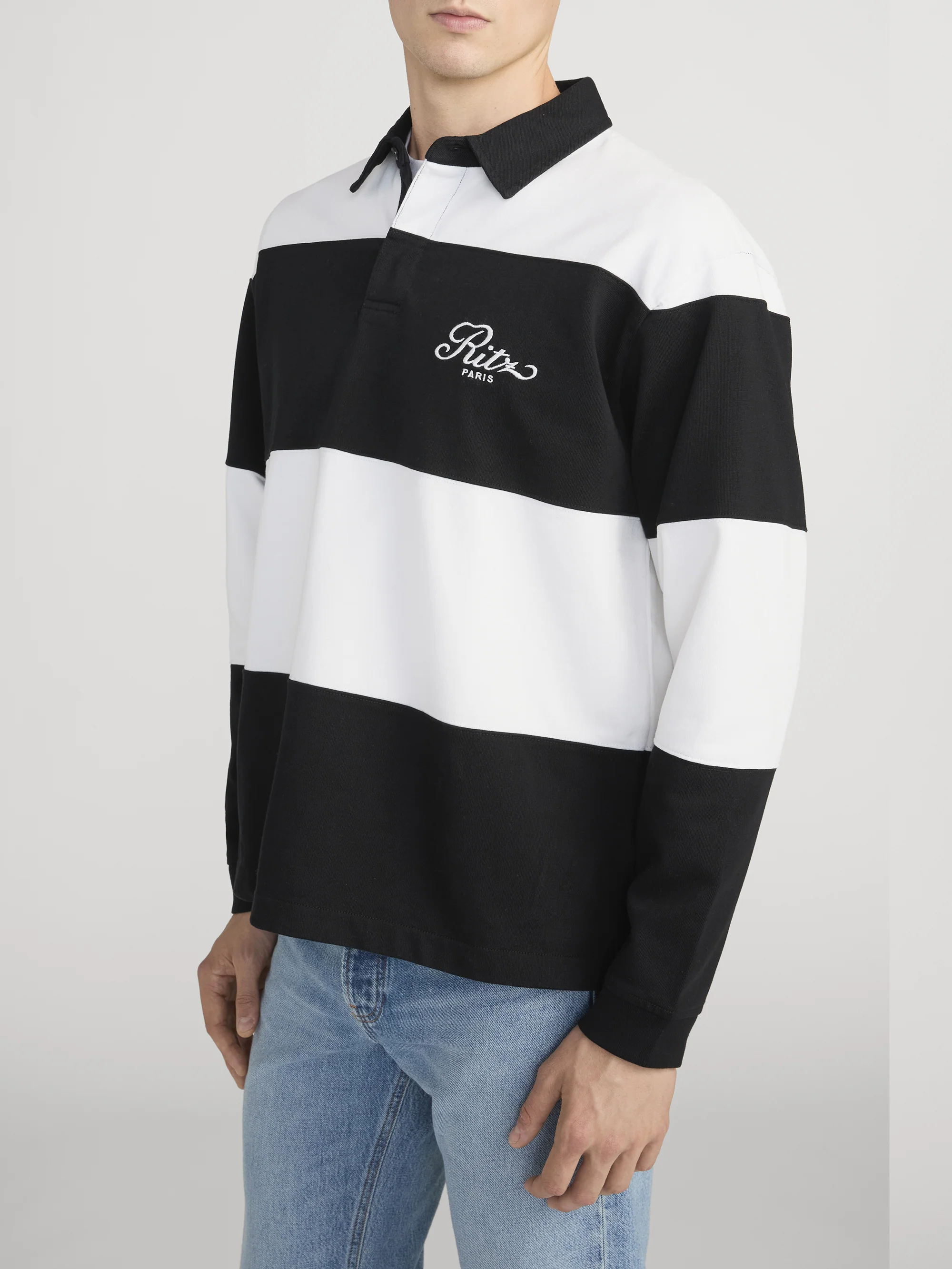 Ritz Rugby Polo Shirt -- Cream/Black - Image 5