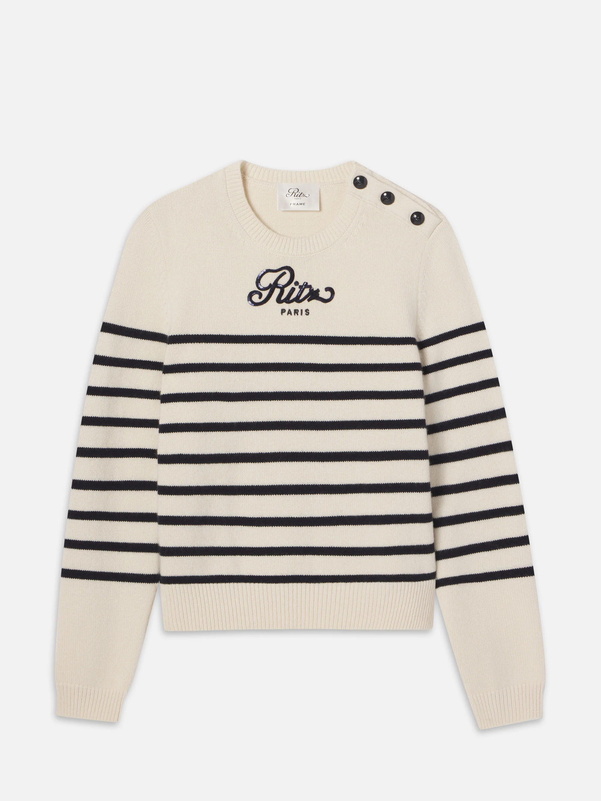 Ritz Sequined Striped Sweater -- Cream Multi
