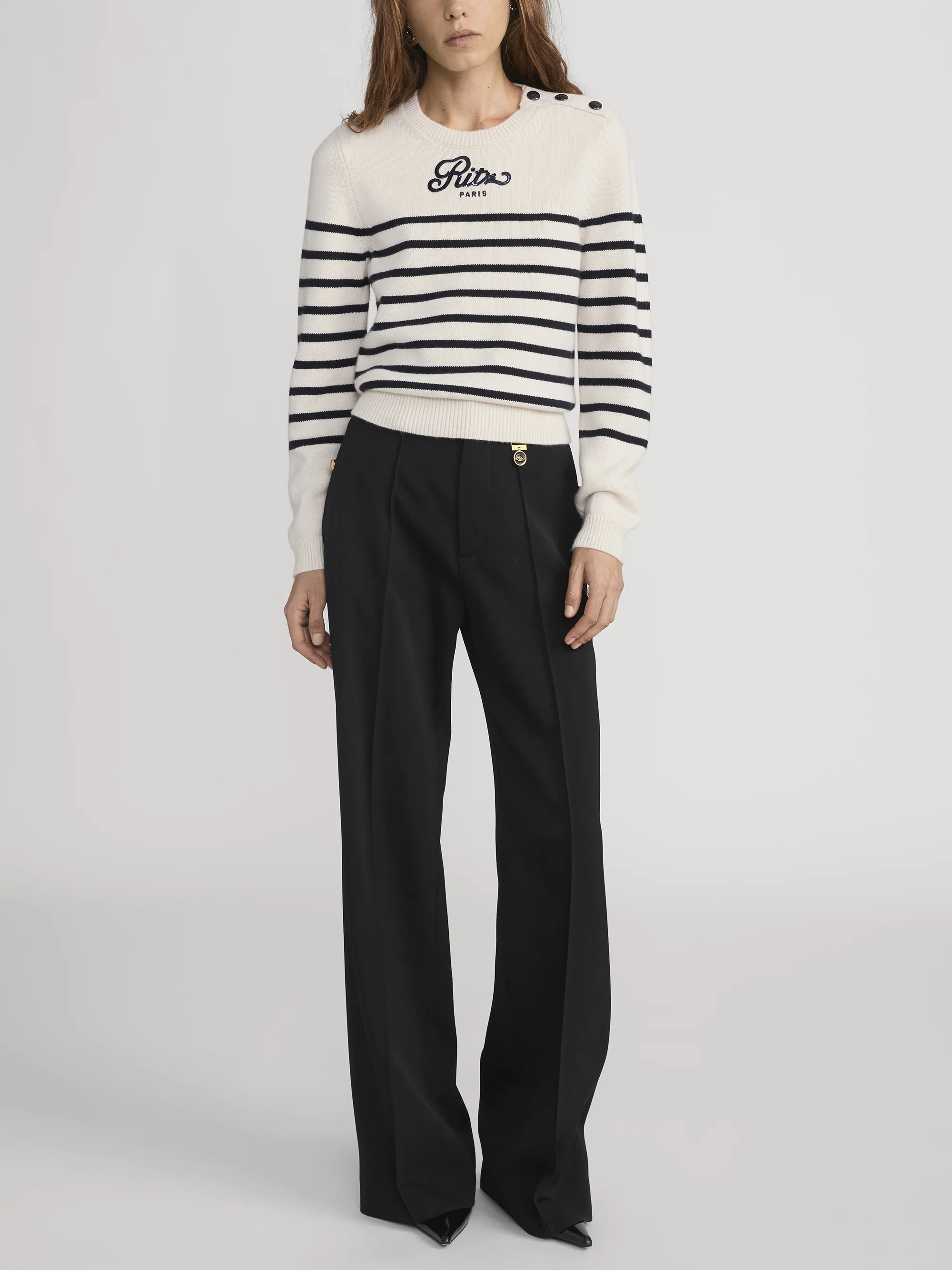 Ritz Sequined Striped Sweater -- Cream Multi - Image 2
