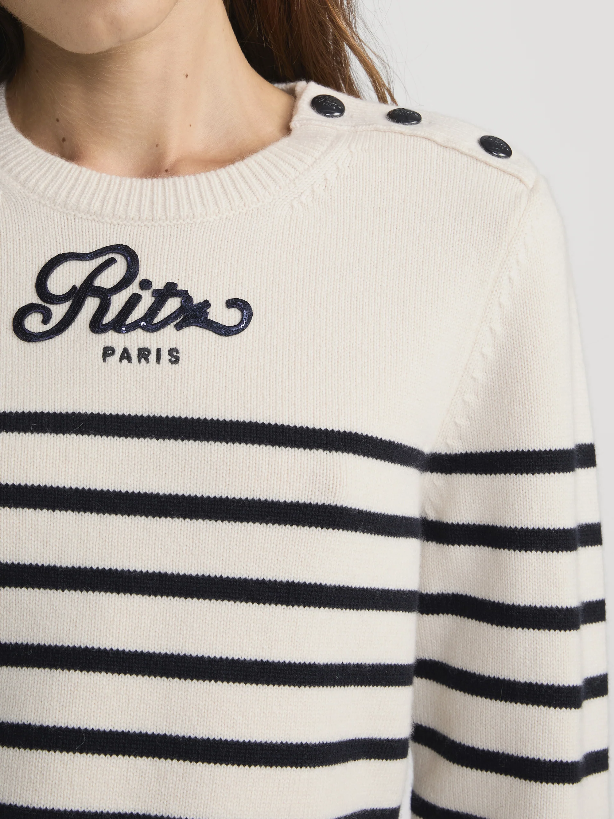 Ritz Sequined Striped Sweater -- Cream Multi - Image 4