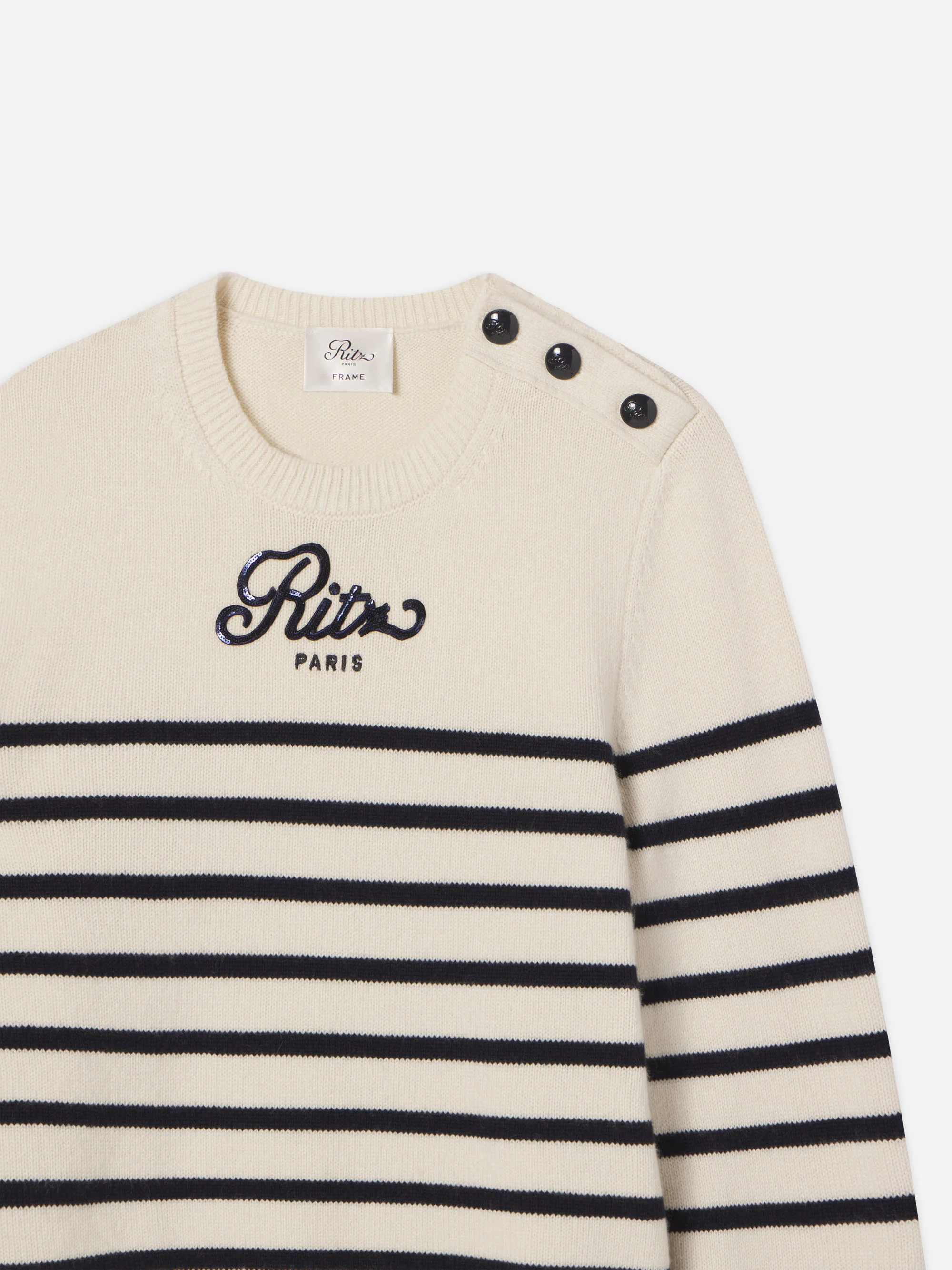 Ritz Sequined Striped Sweater -- Cream Multi - Image 8