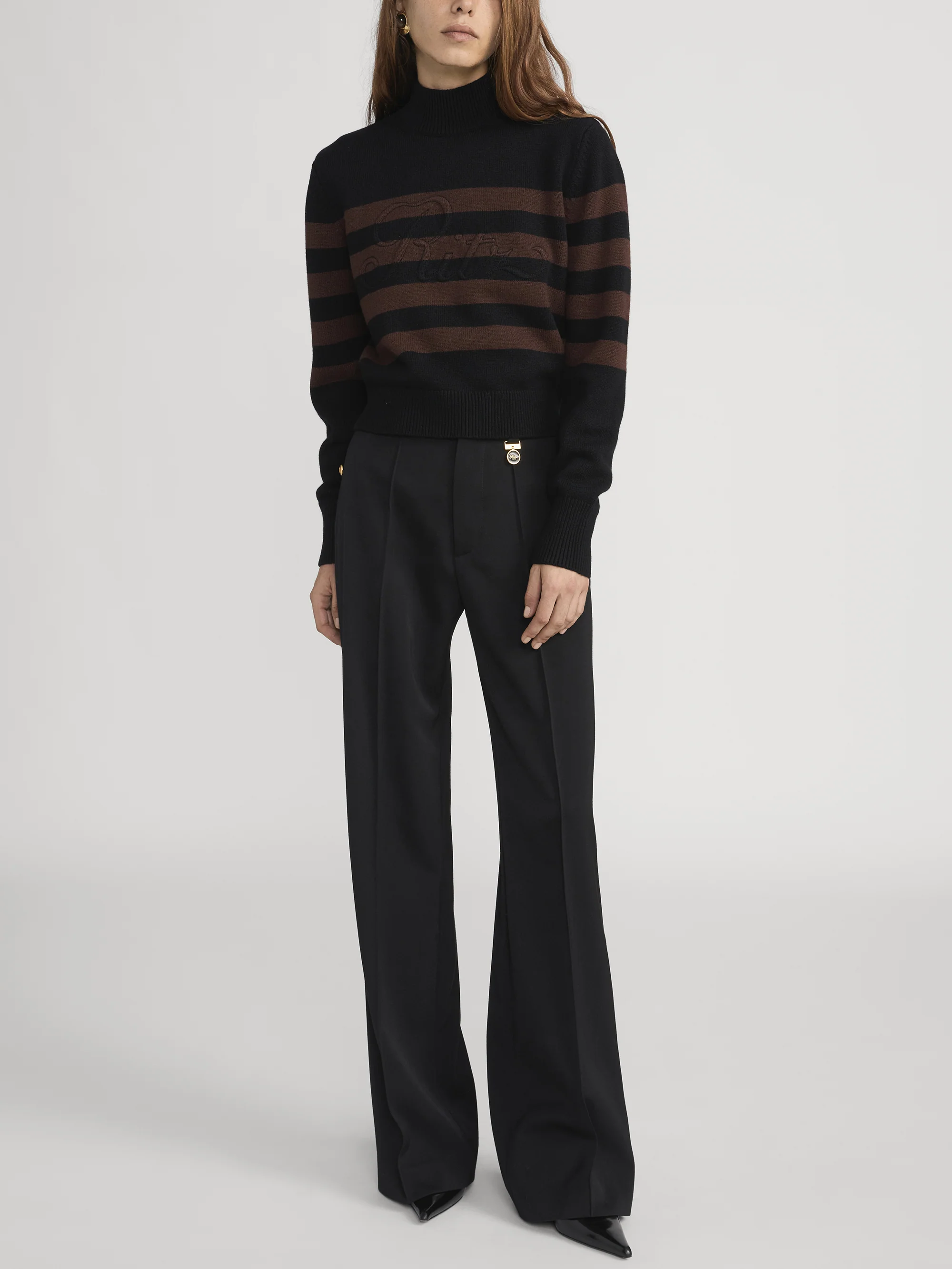 Ritz Striped Cashmere Turtleneck Sweater -- Black Multi - Image 2