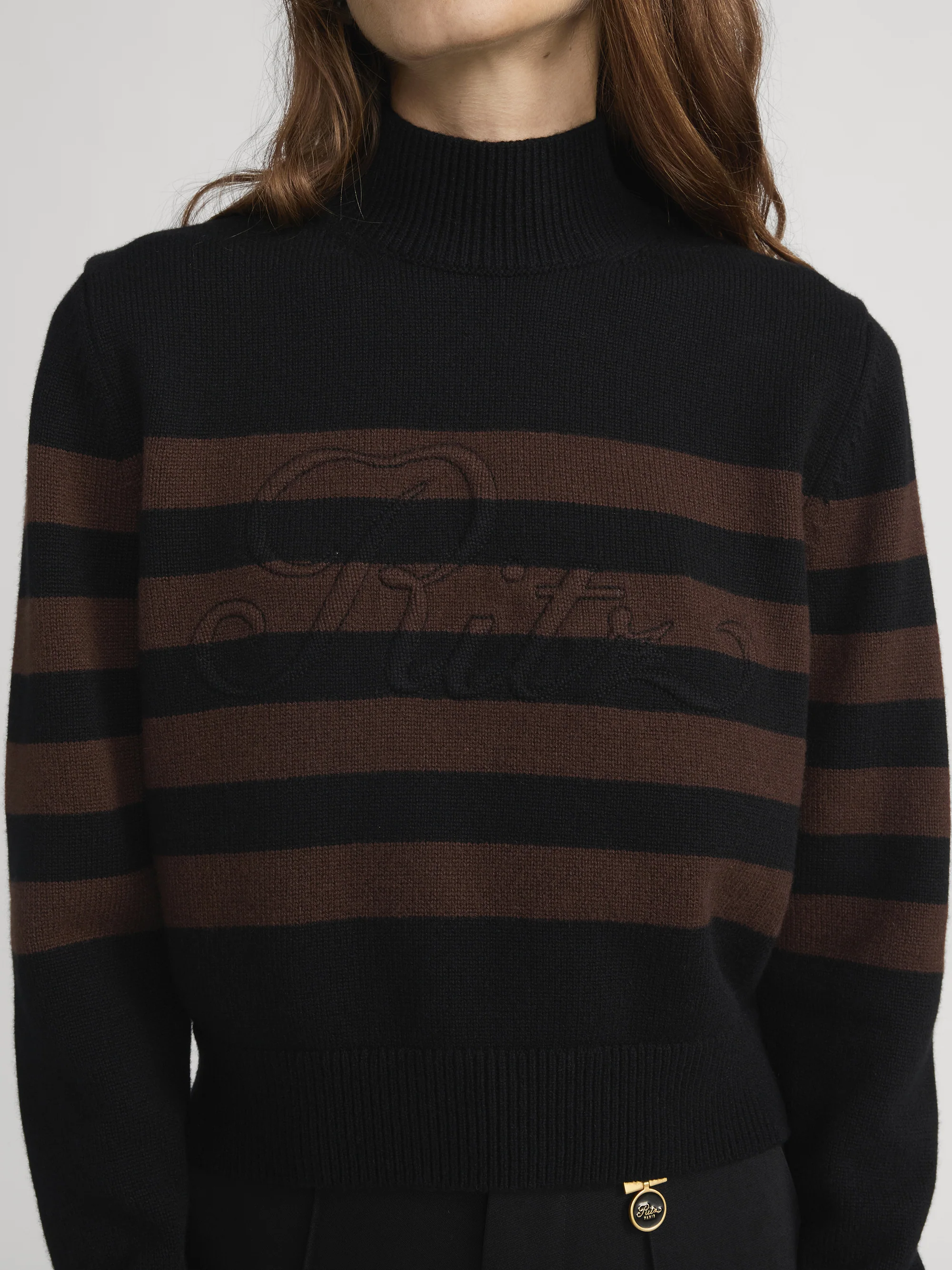 Ritz Striped Cashmere Turtleneck Sweater -- Black Multi - Image 4
