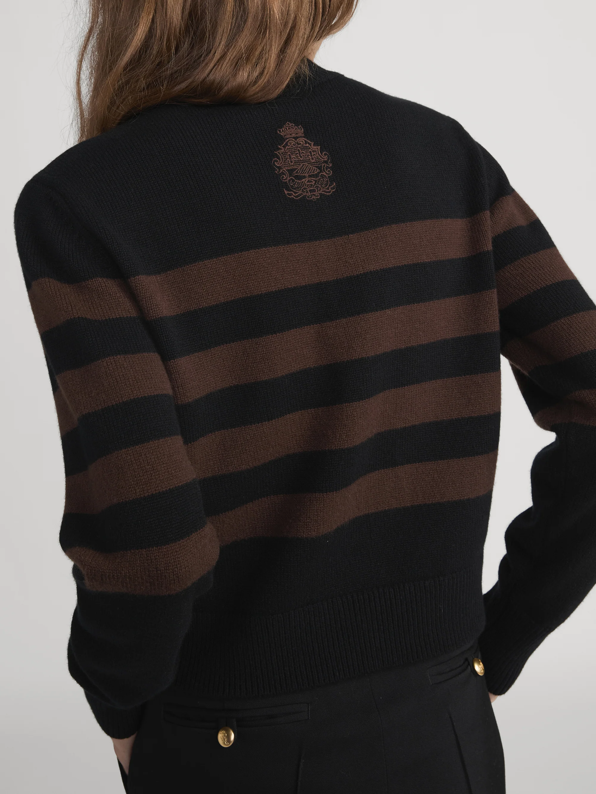 Ritz Striped Cashmere Turtleneck Sweater -- Black Multi - Image 6
