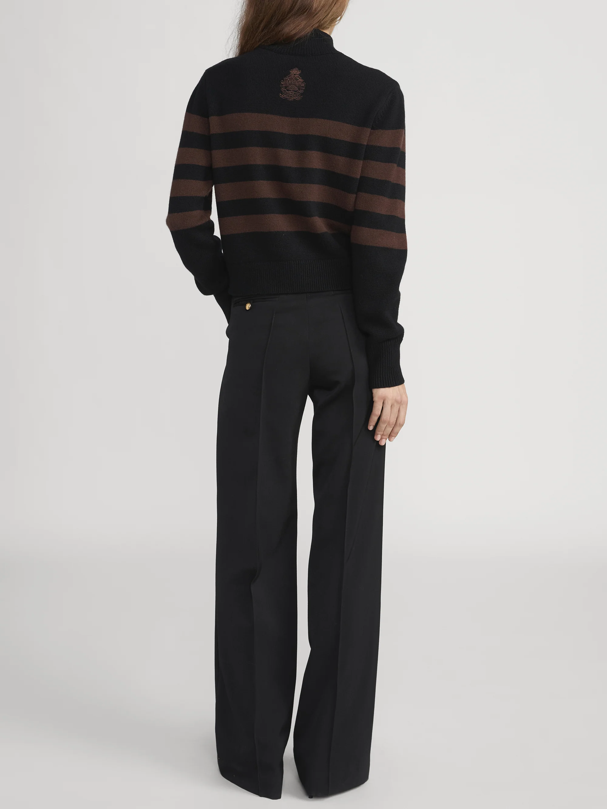 Ritz Striped Cashmere Turtleneck Sweater -- Black Multi - Image 7