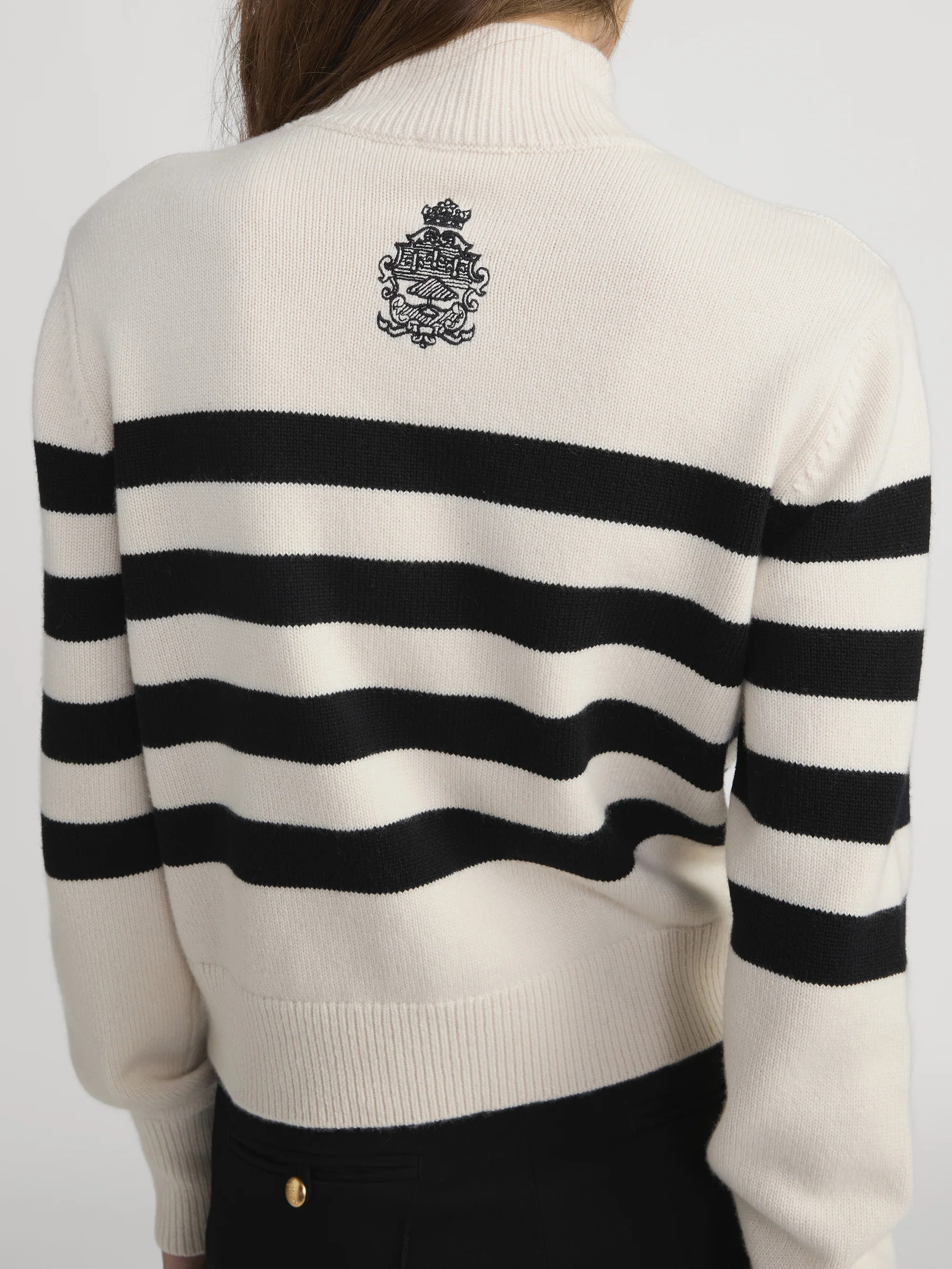 Ritz Striped Cashmere Turtleneck Sweater -- Cream Multi - Image 6
