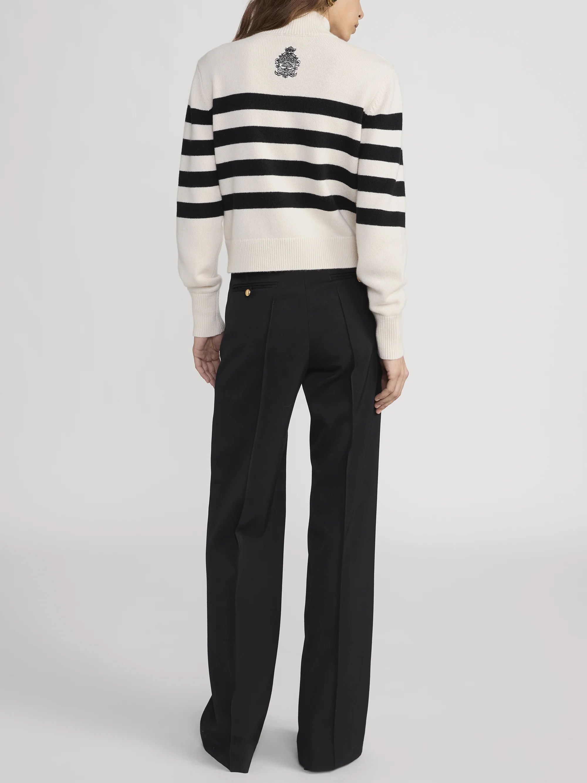 Ritz Striped Cashmere Turtleneck Sweater -- Cream Multi - Image 7