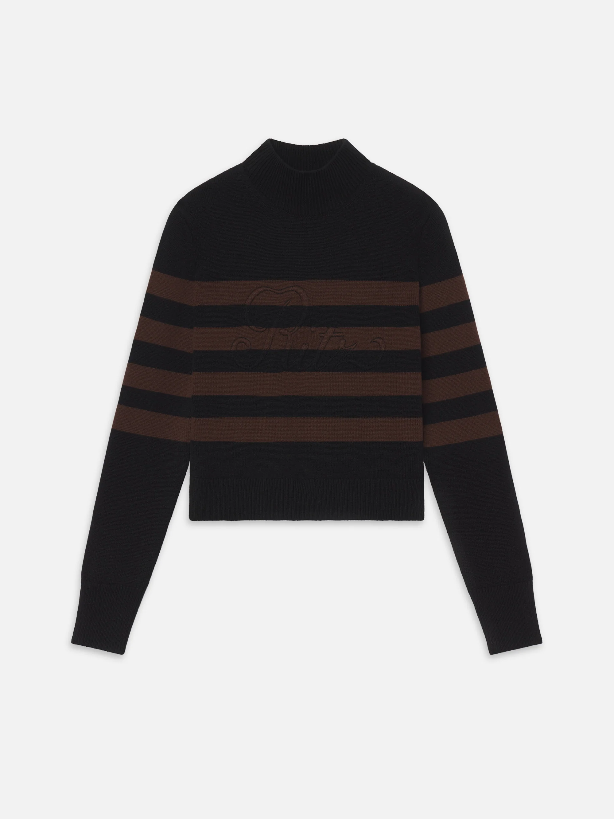 Ritz Striped Cashmere Turtleneck Sweater -- Black Multi