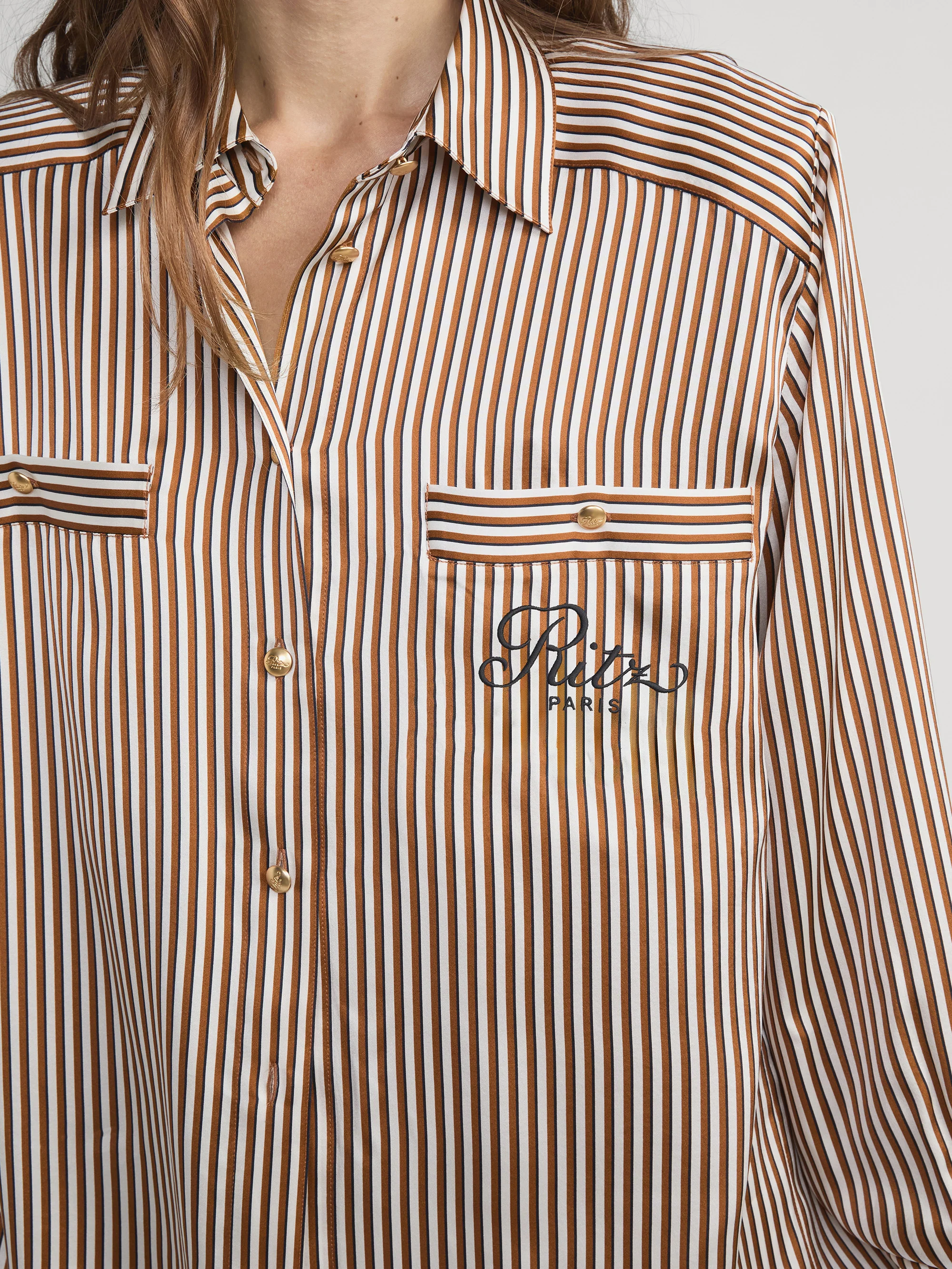 Ritz Striped Pajama Shirt -- Tan Multi - Image 4