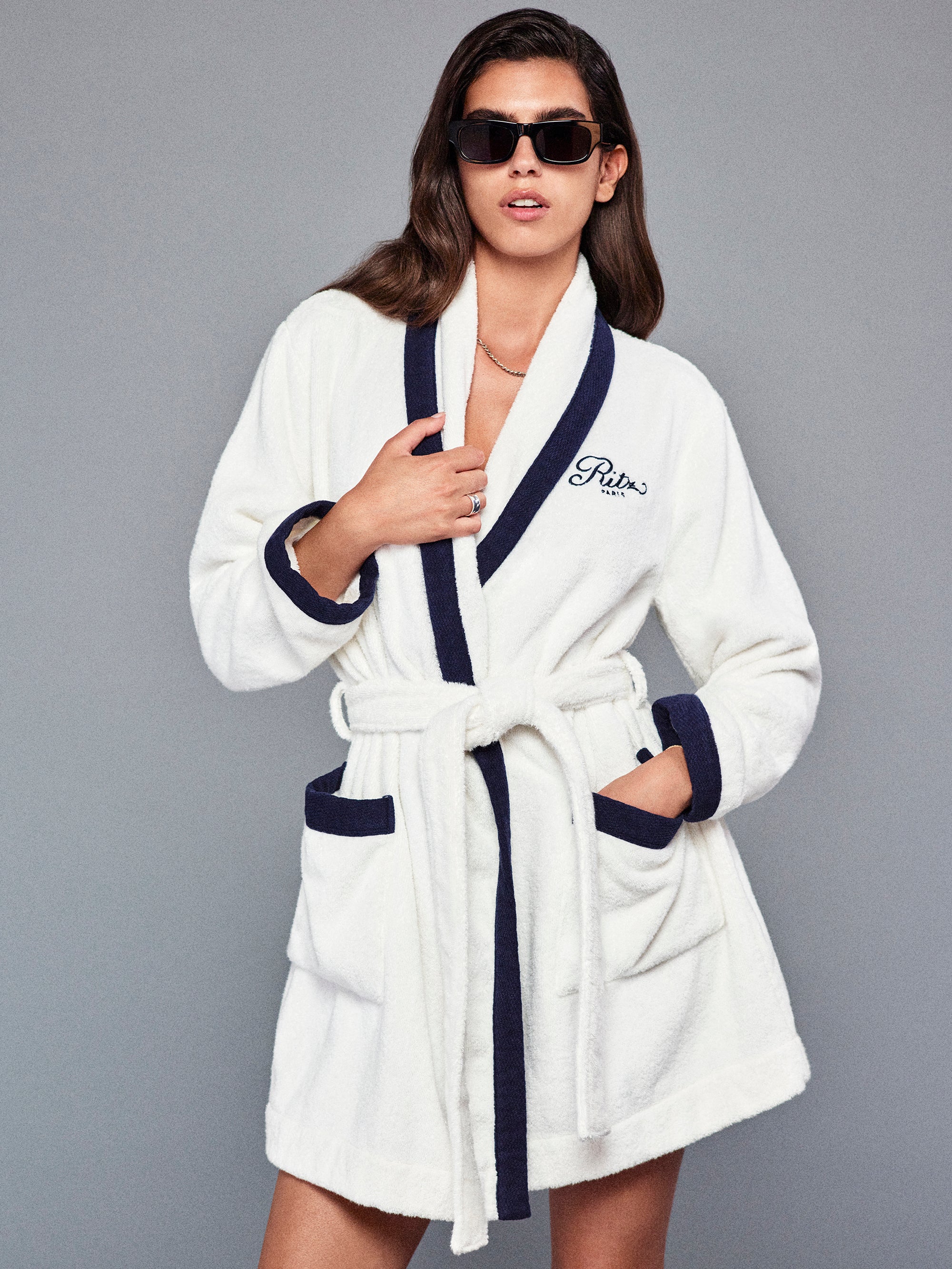 Ritz Terry Bathrobe -- Optic White - Image 2
