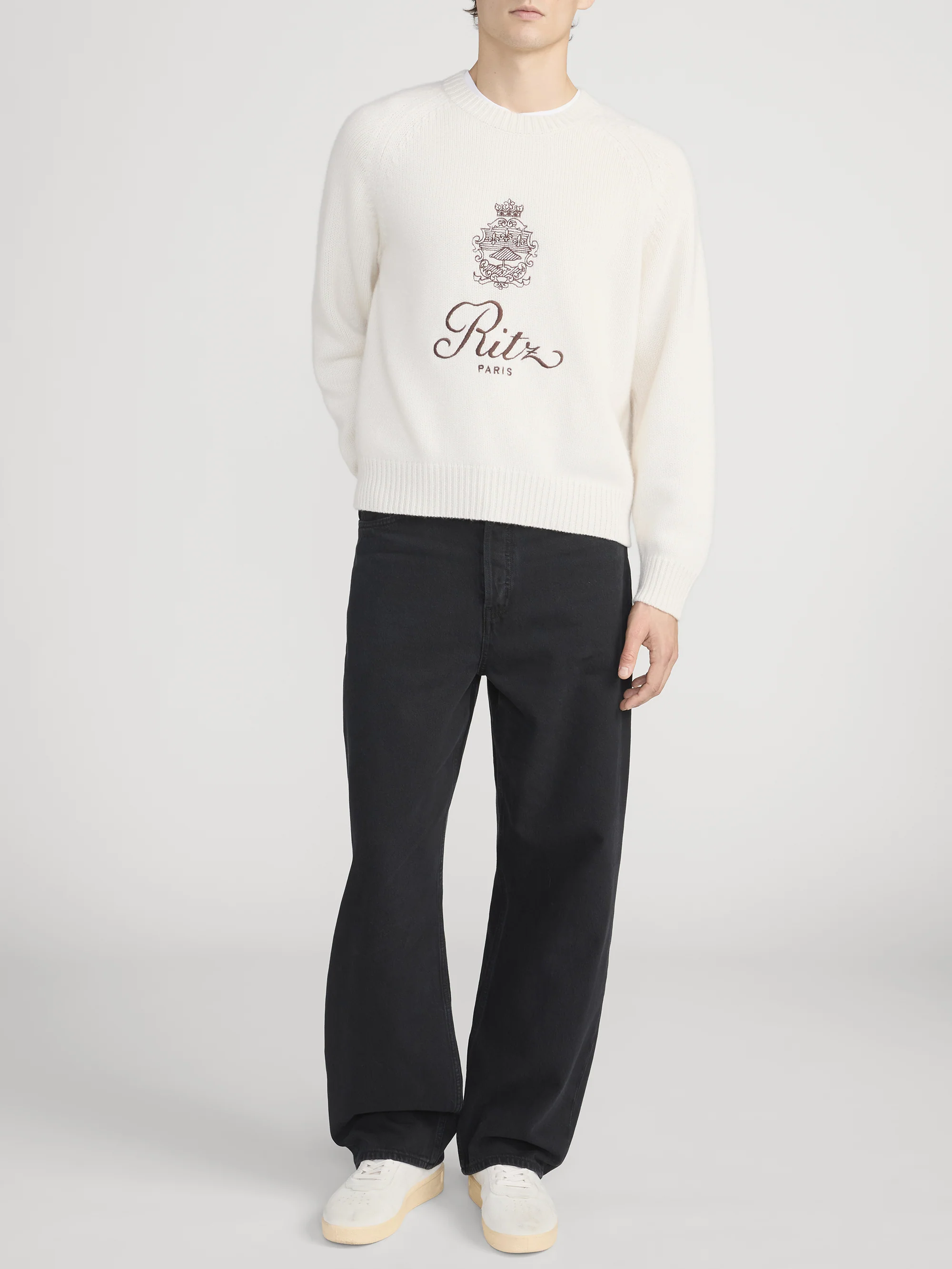 Ritz Unisex Cashmere Sweater -- Cream - Image 3