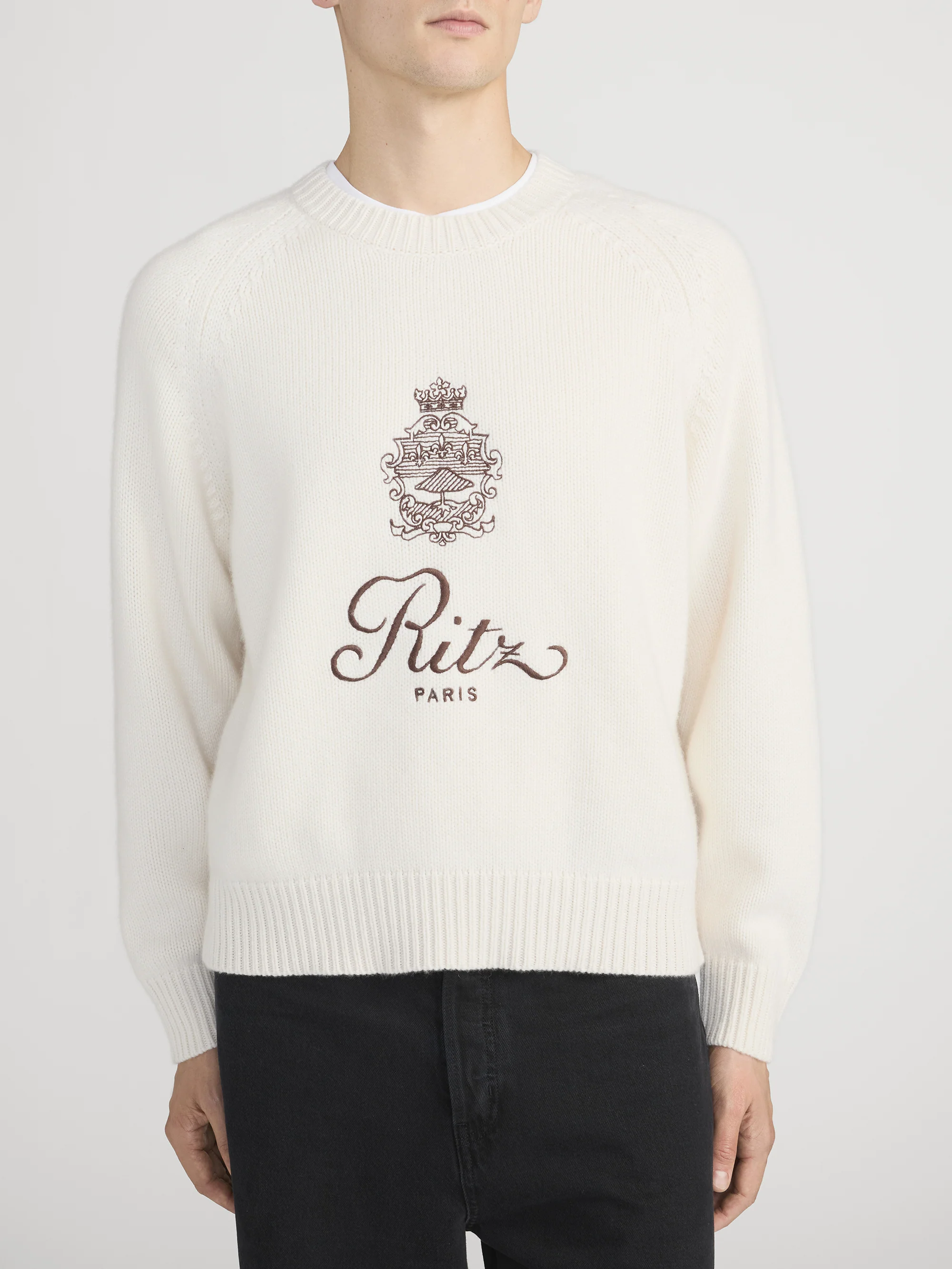 Ritz Unisex Cashmere Sweater -- Cream - Image 4
