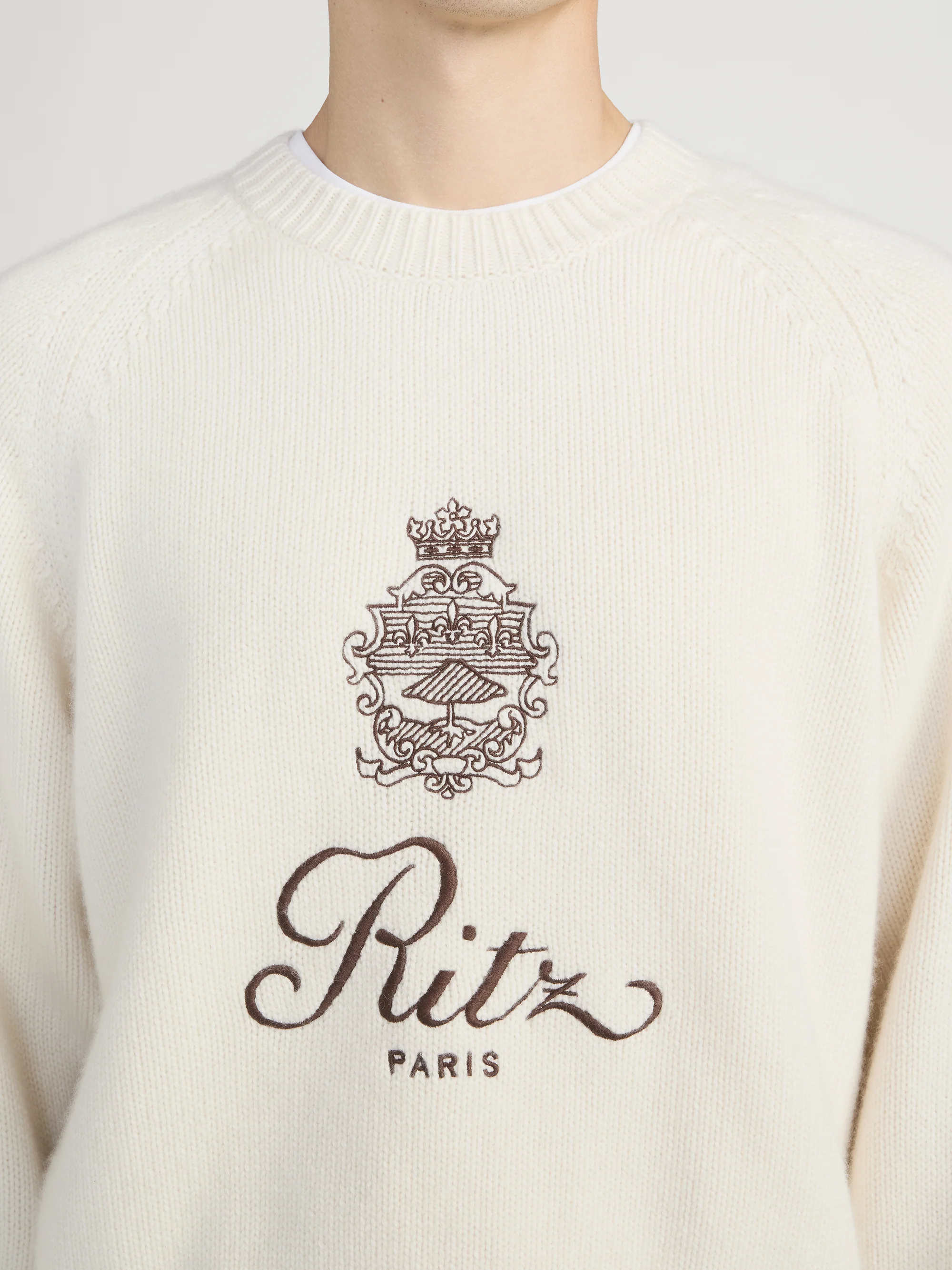 Ritz Unisex Cashmere Sweater -- Cream - Image 5