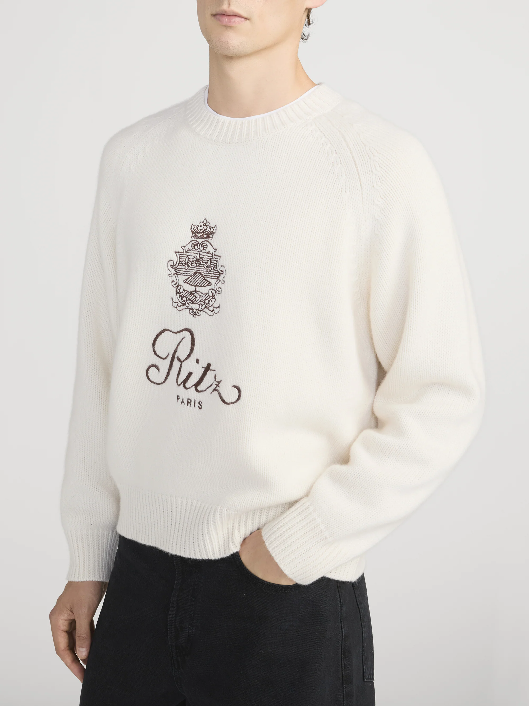 Ritz Unisex Cashmere Sweater -- Cream - Image 6