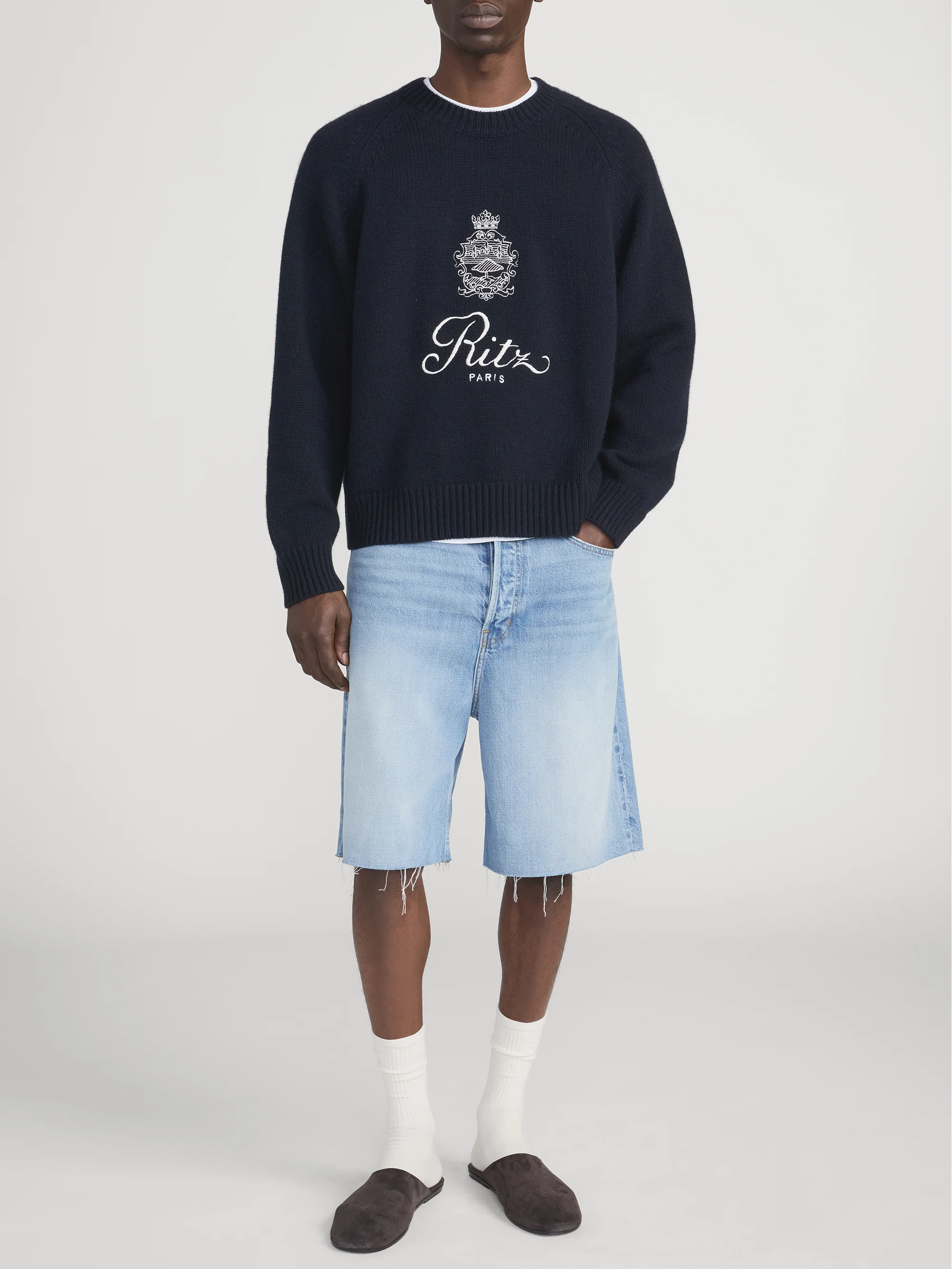 Ritz Unisex Cashmere Sweater -- Navy - Image 2