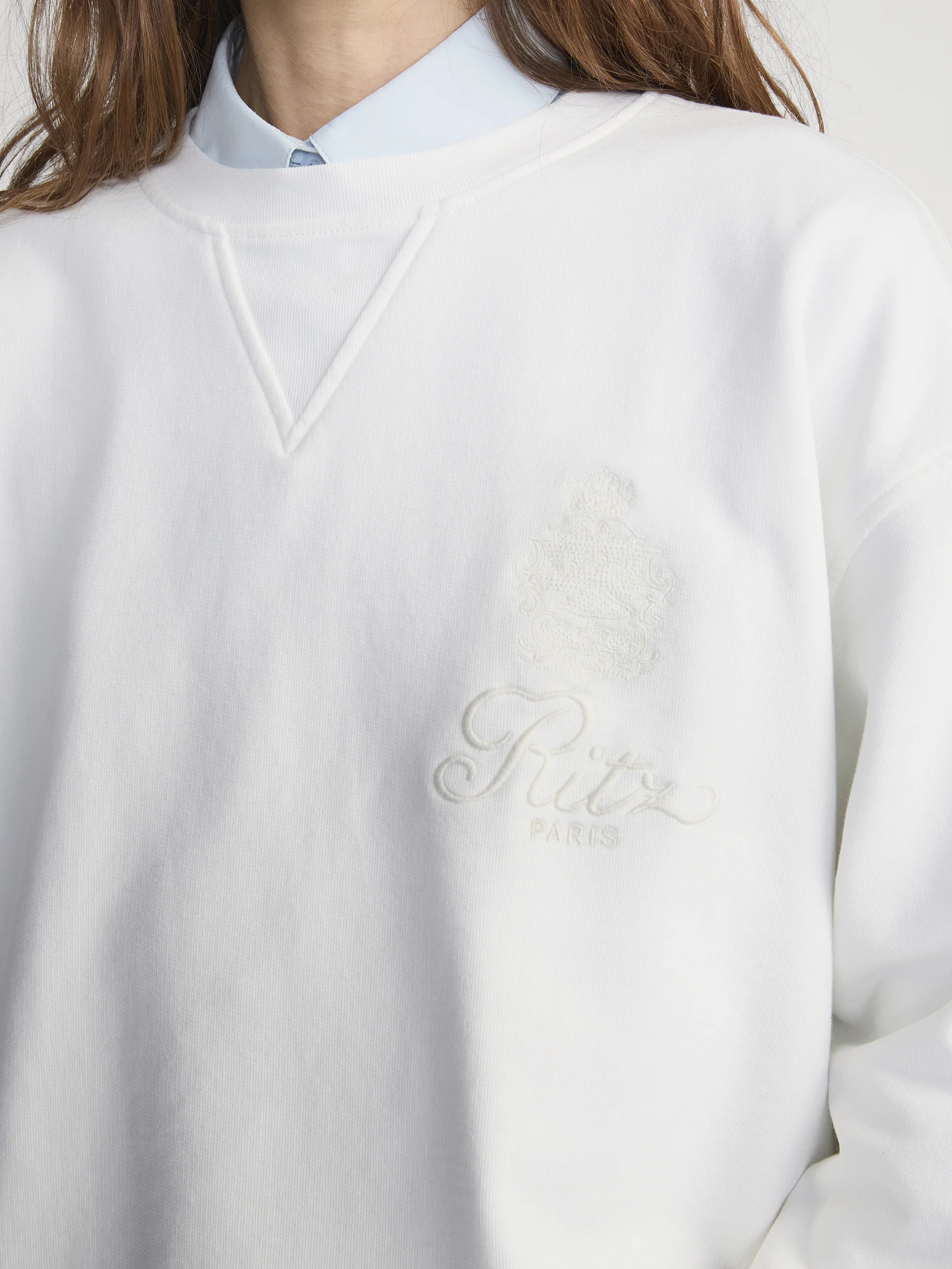 Ritz Unisex Tonal Logo Crewneck -- Cream - Image 4