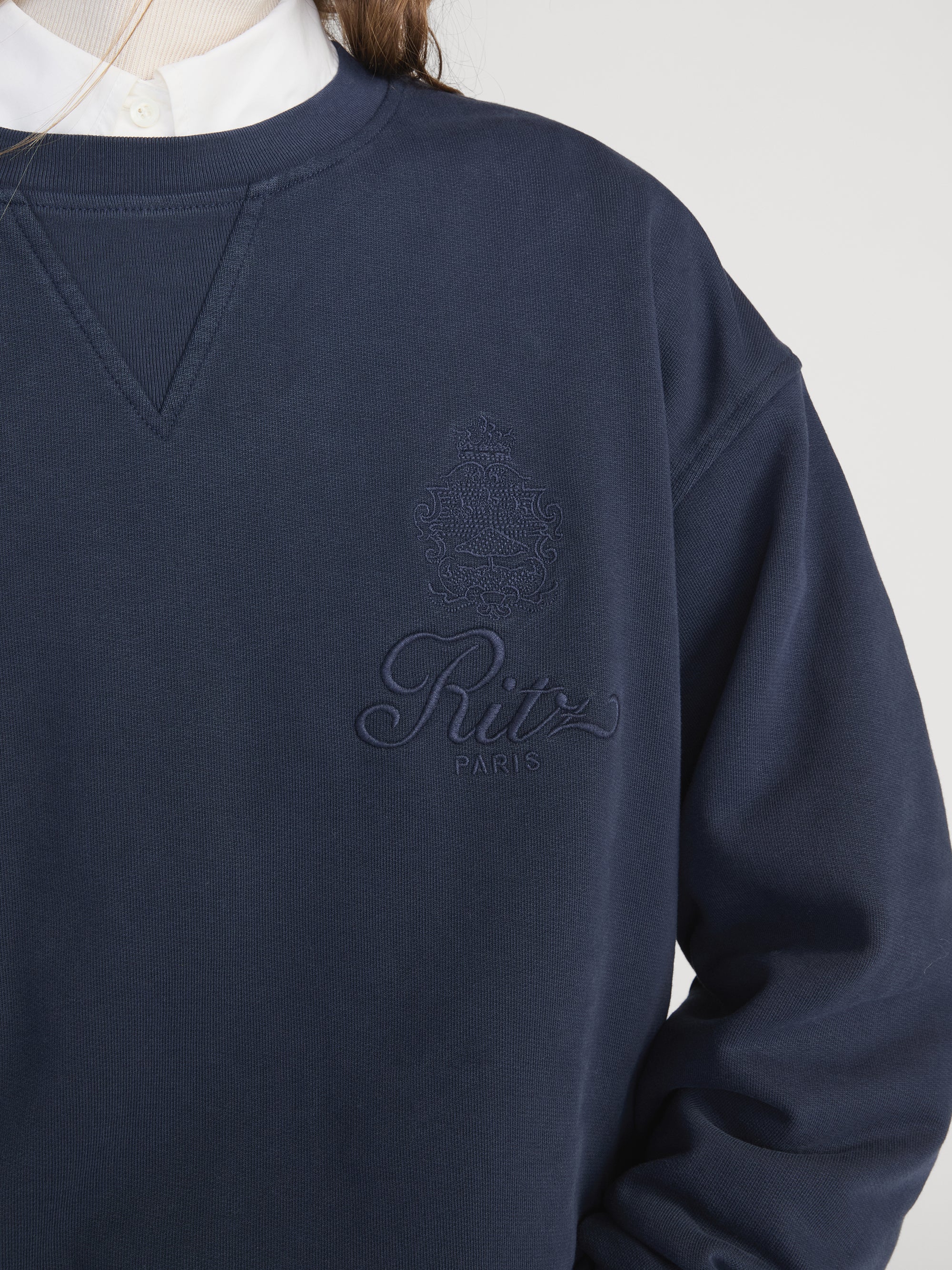 Ritz Unisex Tonal Logo Crewneck -- Dark Navy - Image 5
