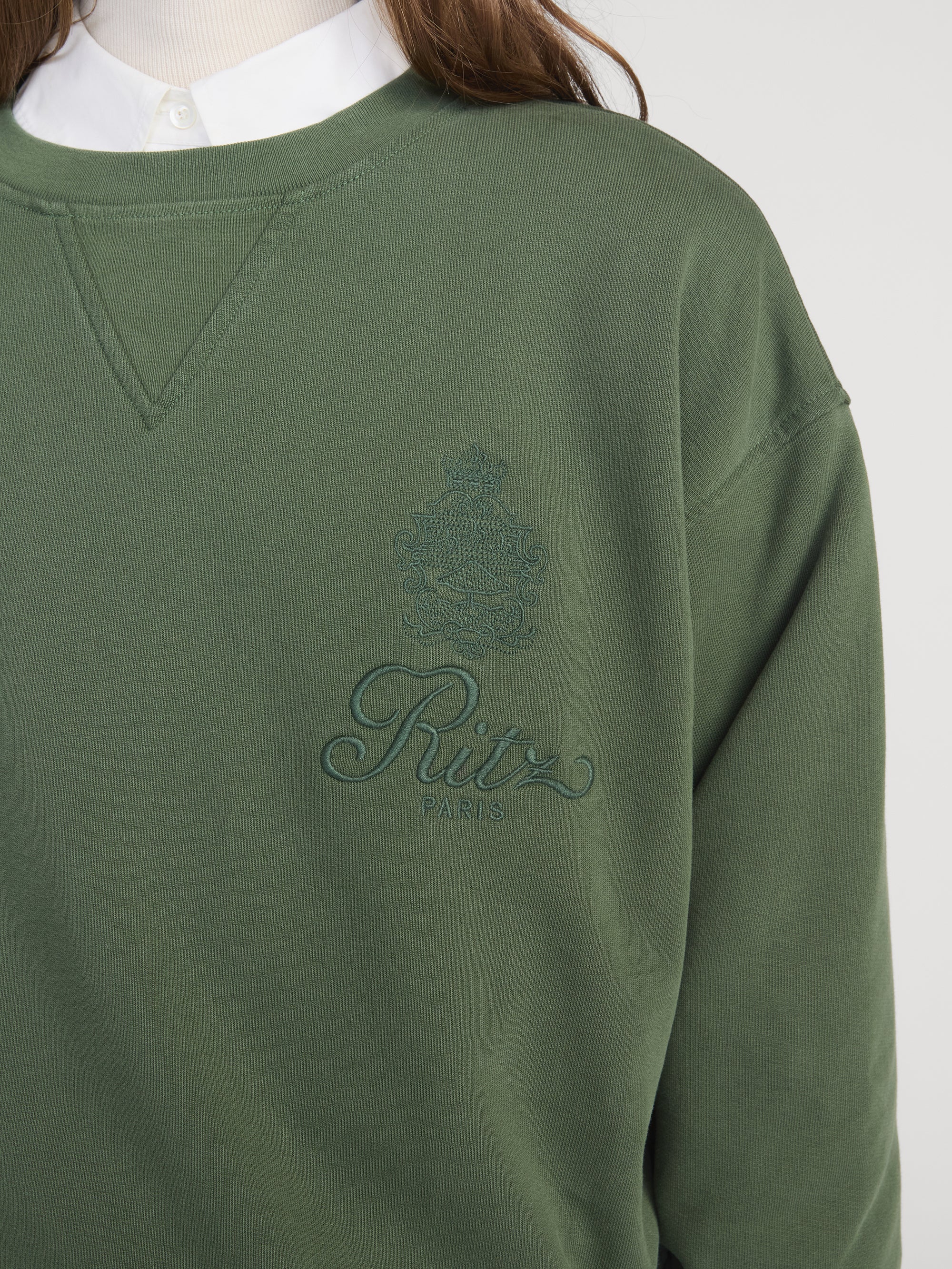 Ritz Unisex Tonal Logo Crewneck -- Hunter Green - Image 4