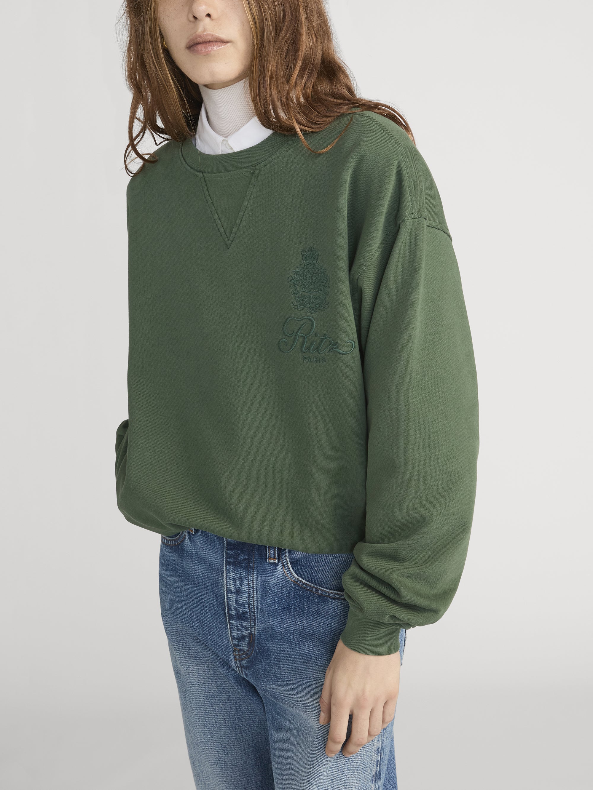 Ritz Unisex Tonal Logo Crewneck -- Hunter Green - Image 5