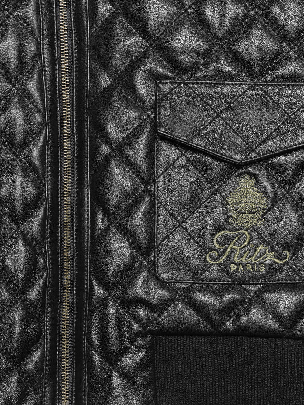 Ritz Women's Quilted Leather Bomber -- Black - Image 2
