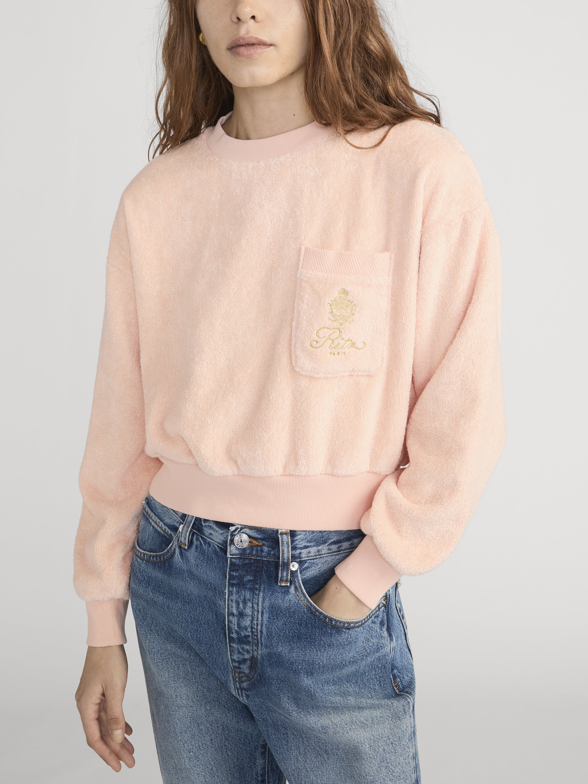 Ritz Women's Terry Cropped Sweatshirt -- Ritz Pink - Image 4