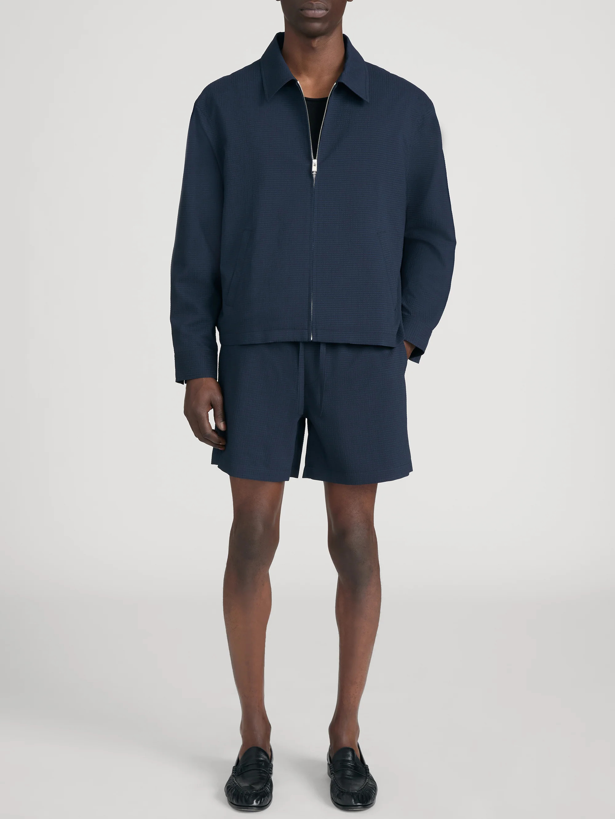 Seersucker Blouson -- Navy - Image 2