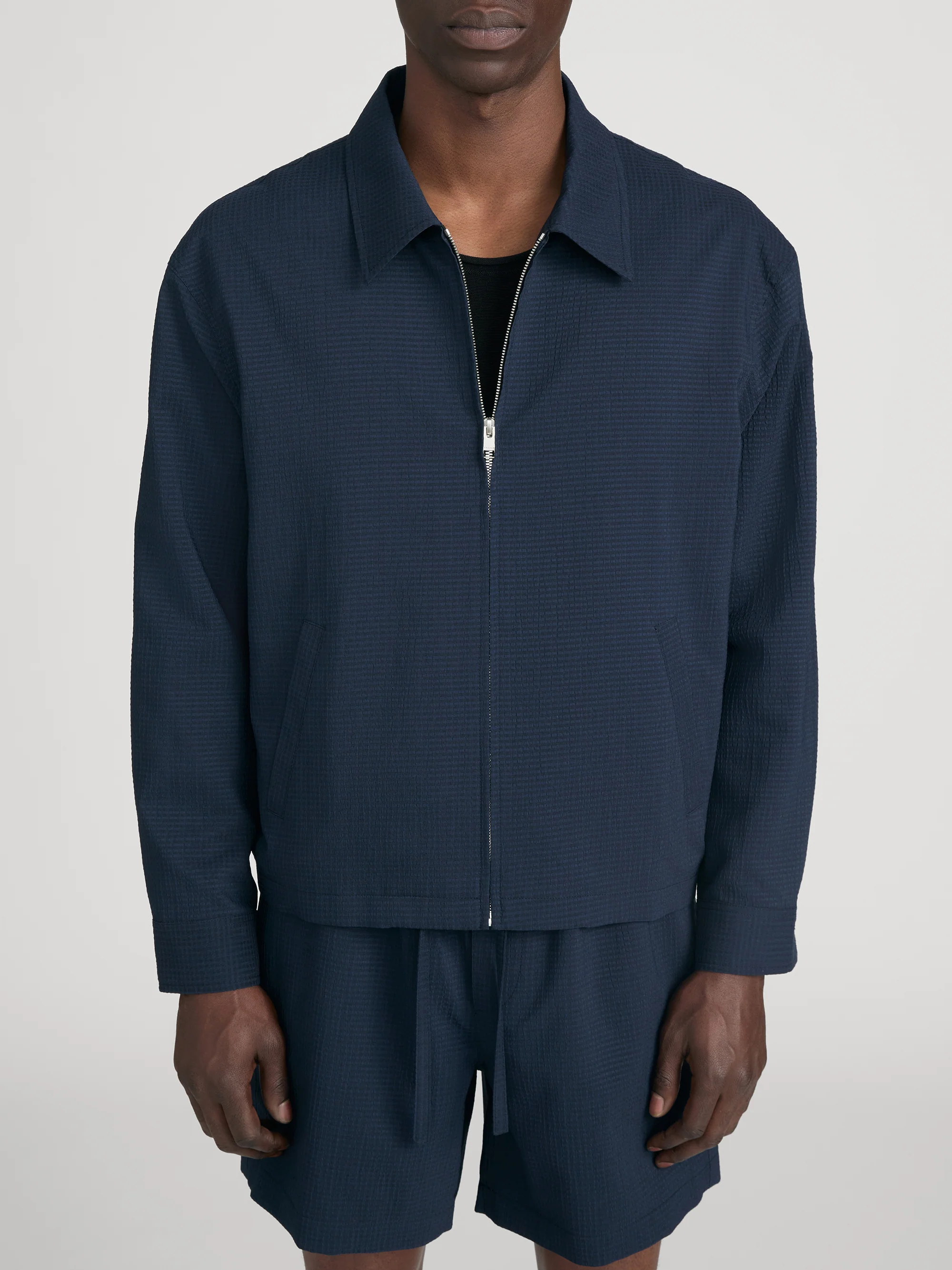 Seersucker Blouson -- Navy - Image 3