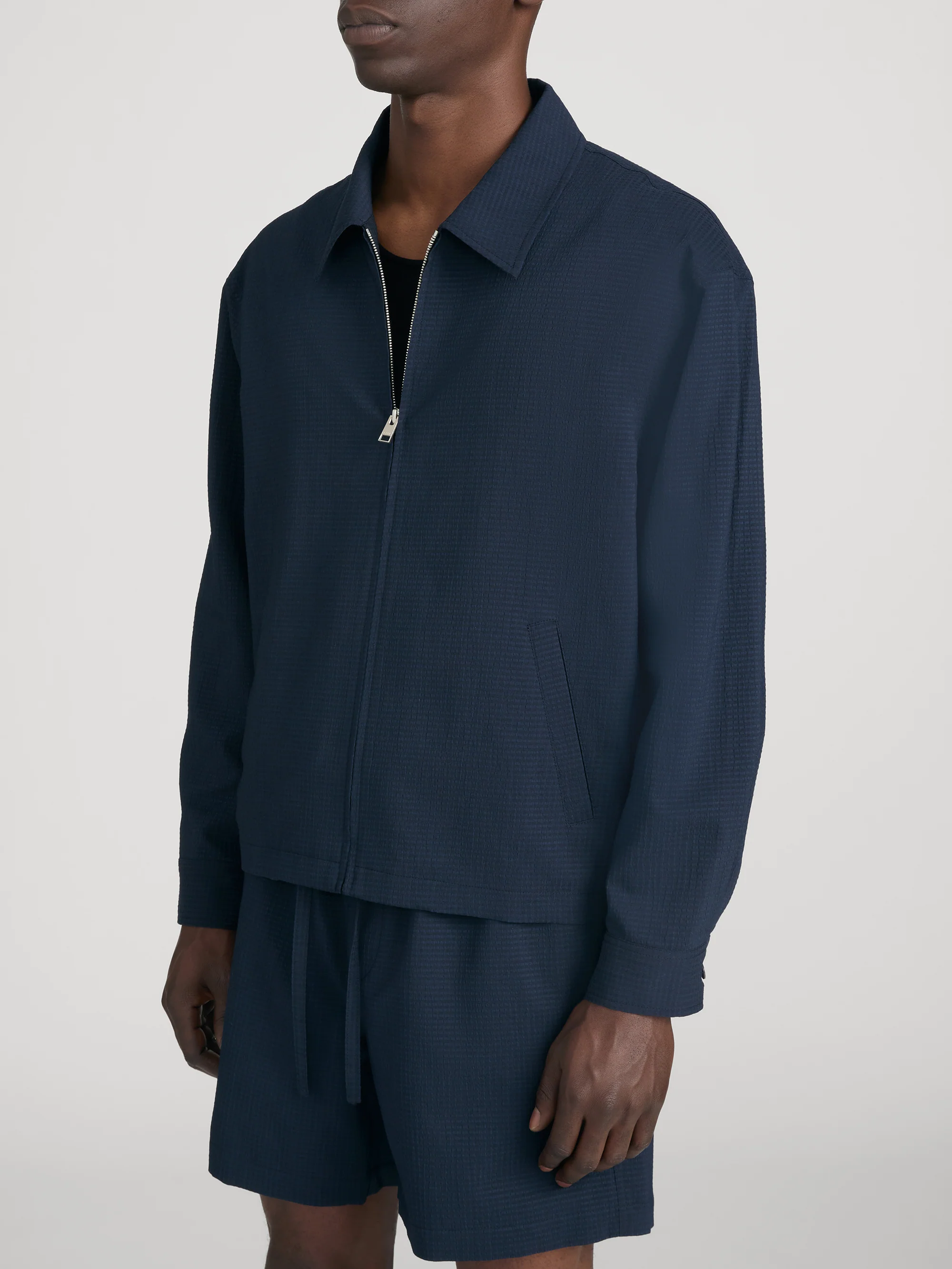 Seersucker Blouson -- Navy - Image 5
