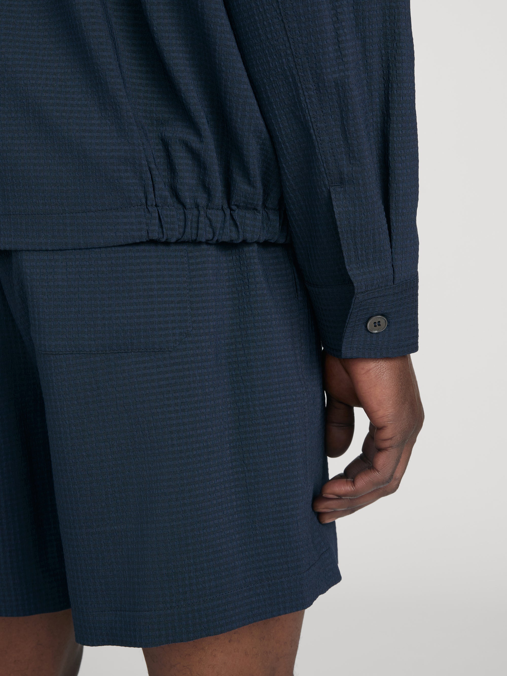 Seersucker Blouson -- Navy - Image 7