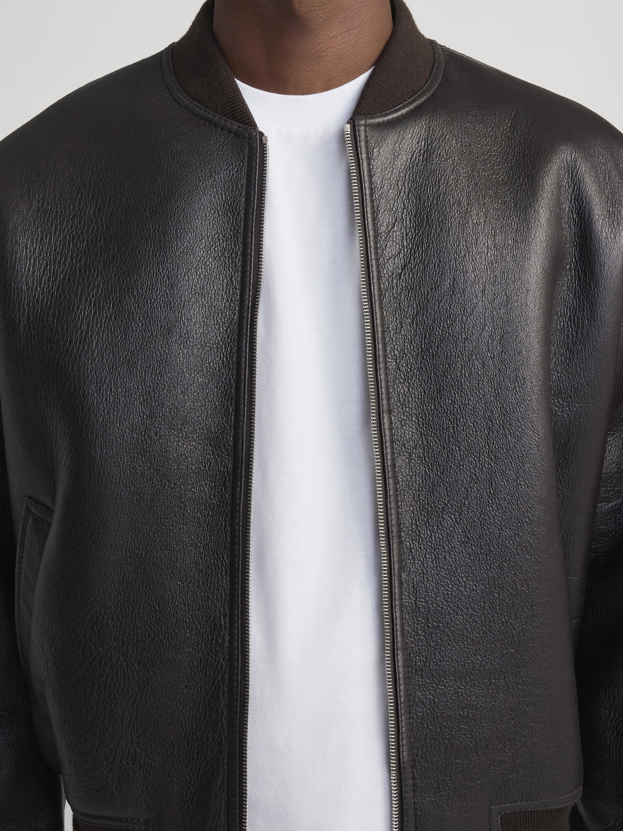 Shearling Bomber -- Dark Brown - Image 4