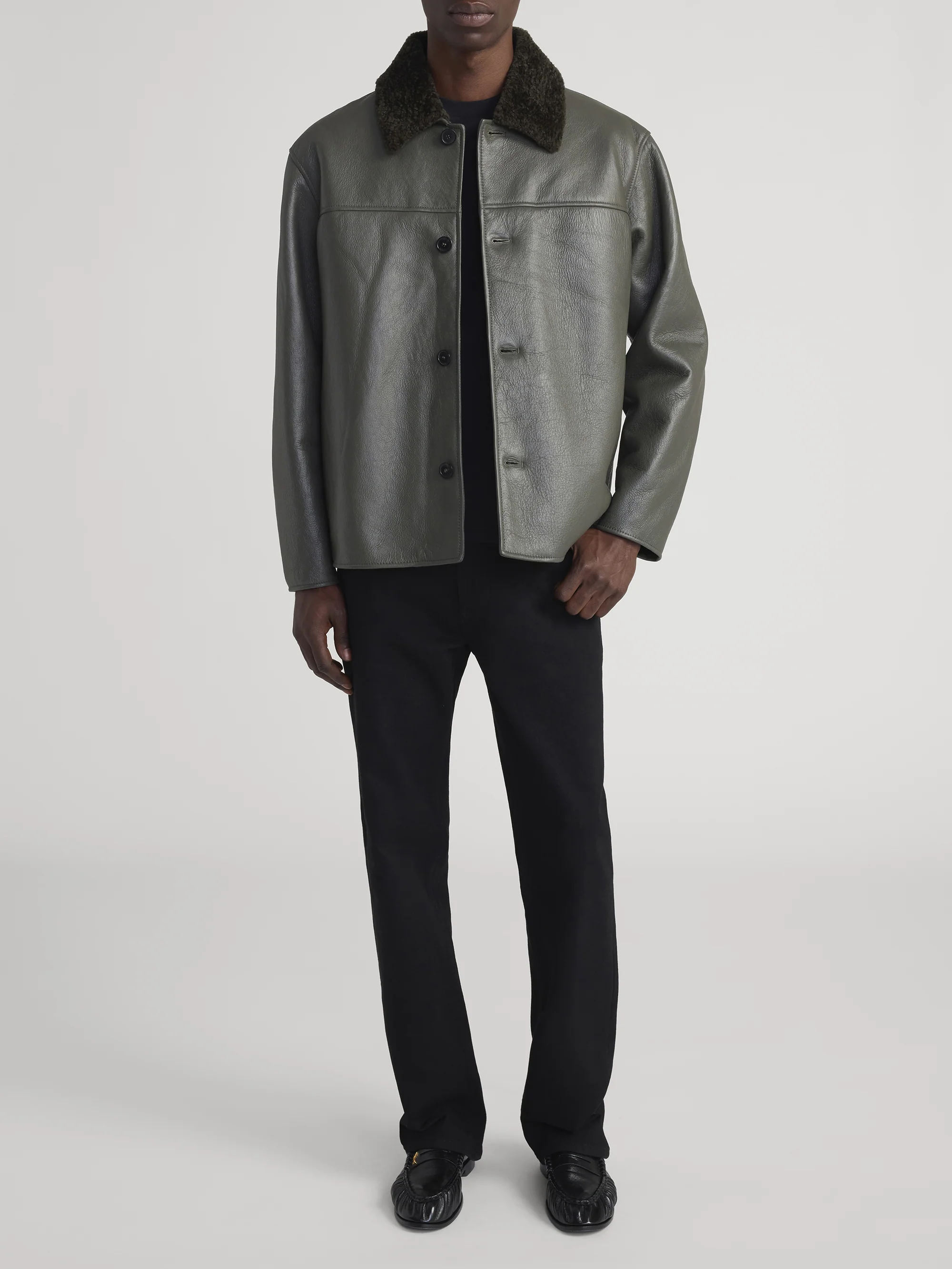 Shearling Jacket -- Dark Olive - Image 2