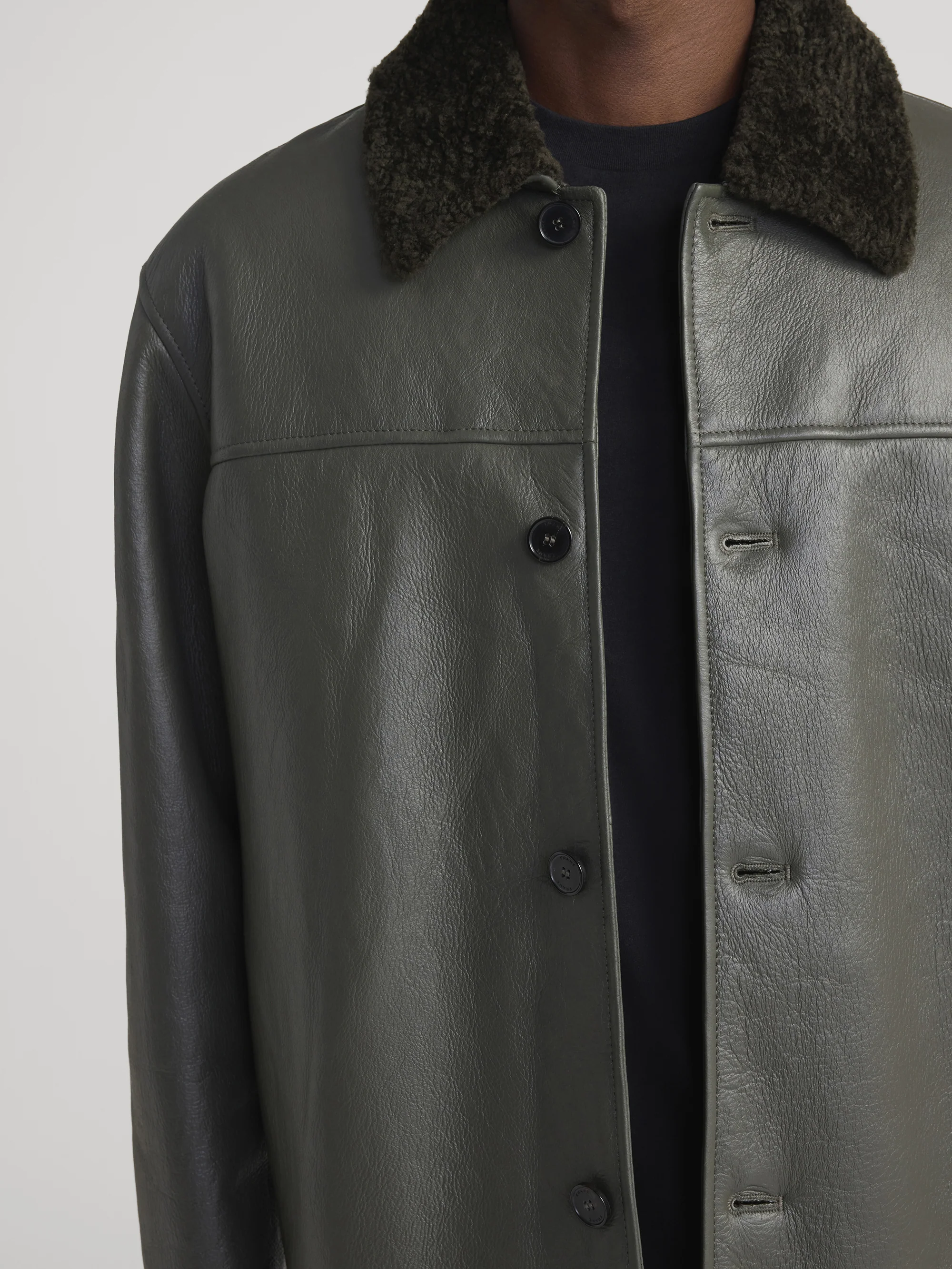 Shearling Jacket -- Dark Olive - Image 4