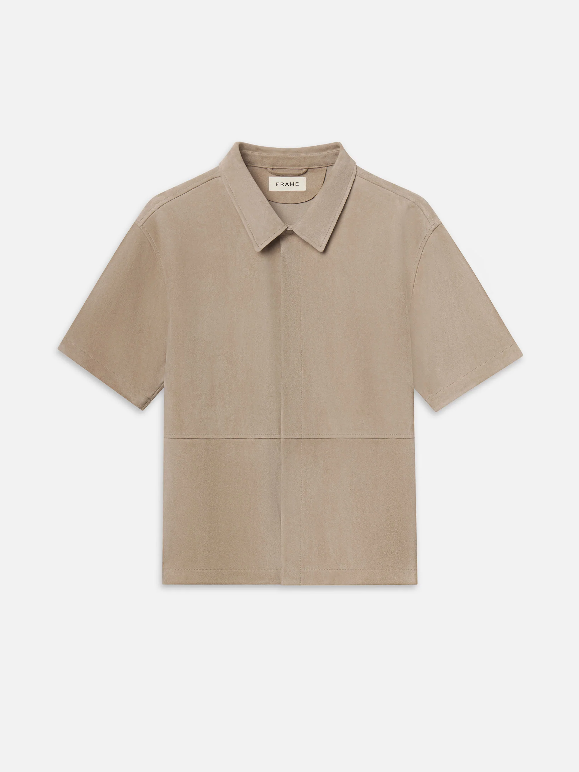 Short Sleeve Suede Shirt -- Dusty Beige