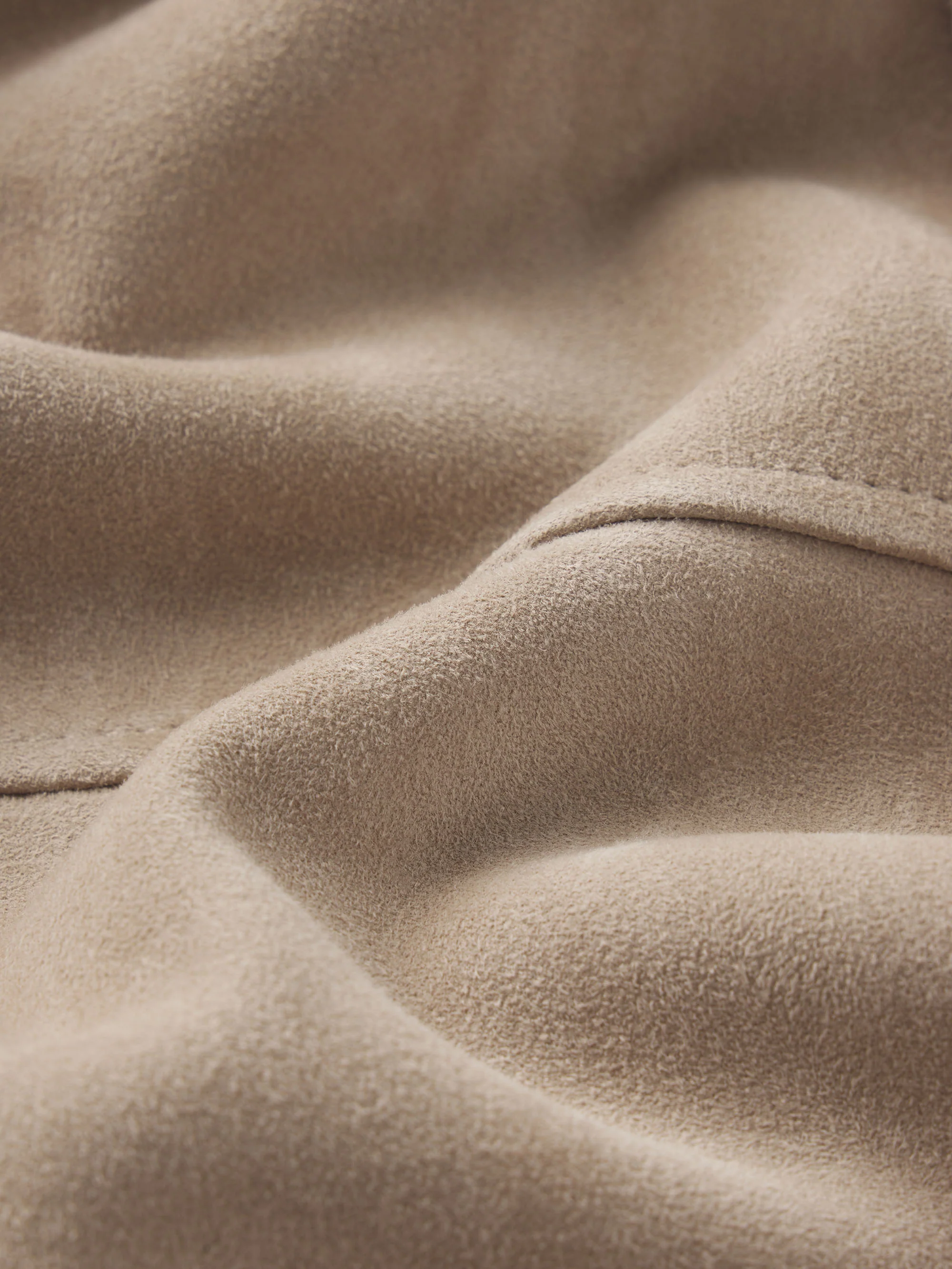 Short Sleeve Suede Shirt -- Dusty Beige - Image 7