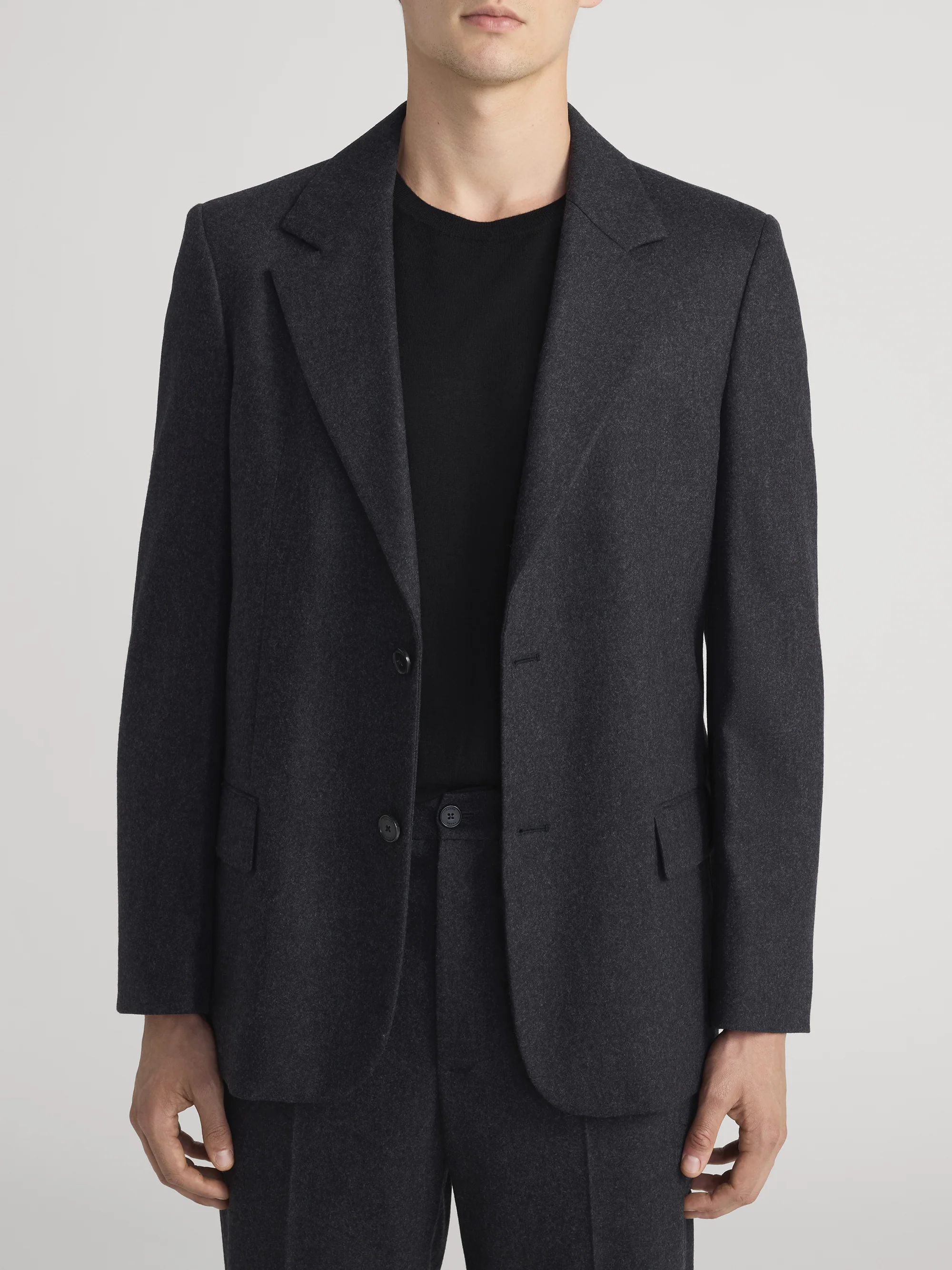 Single Breasted Blazer -- Dark Charcoal - Image 3