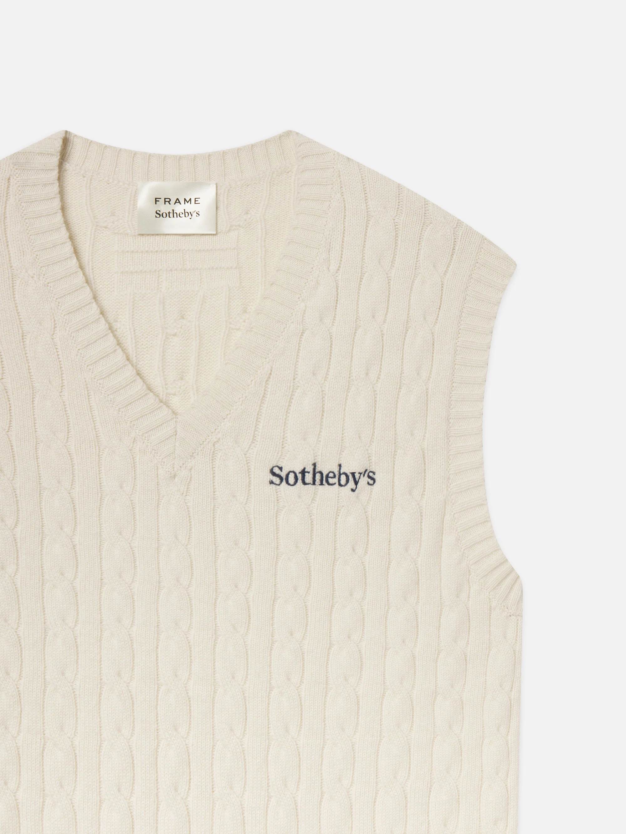 Sotheby's Unisex Cable Sweater Vest -- Cream - Image 3