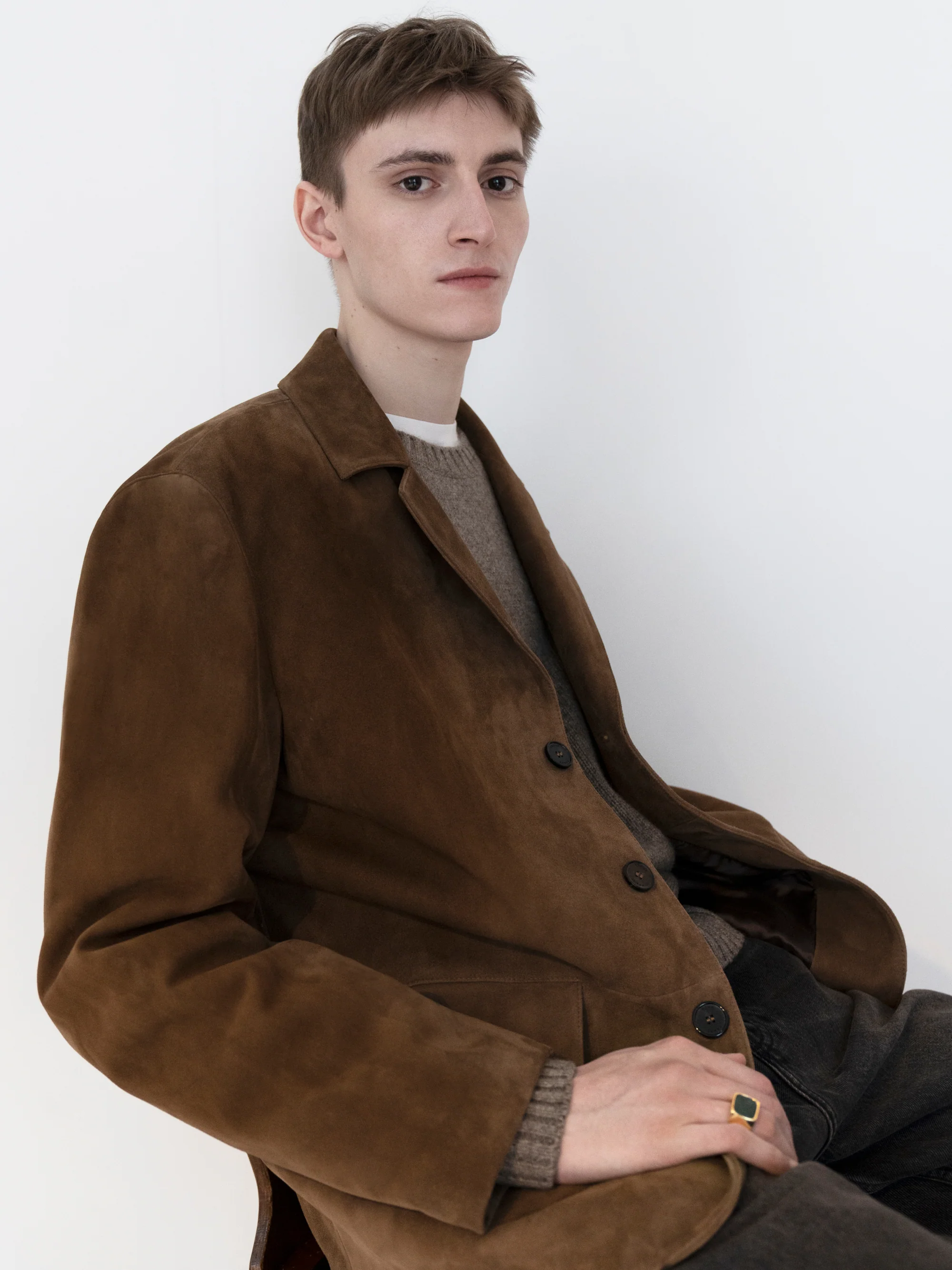 Suede Blazer -- Caramel - Image 5