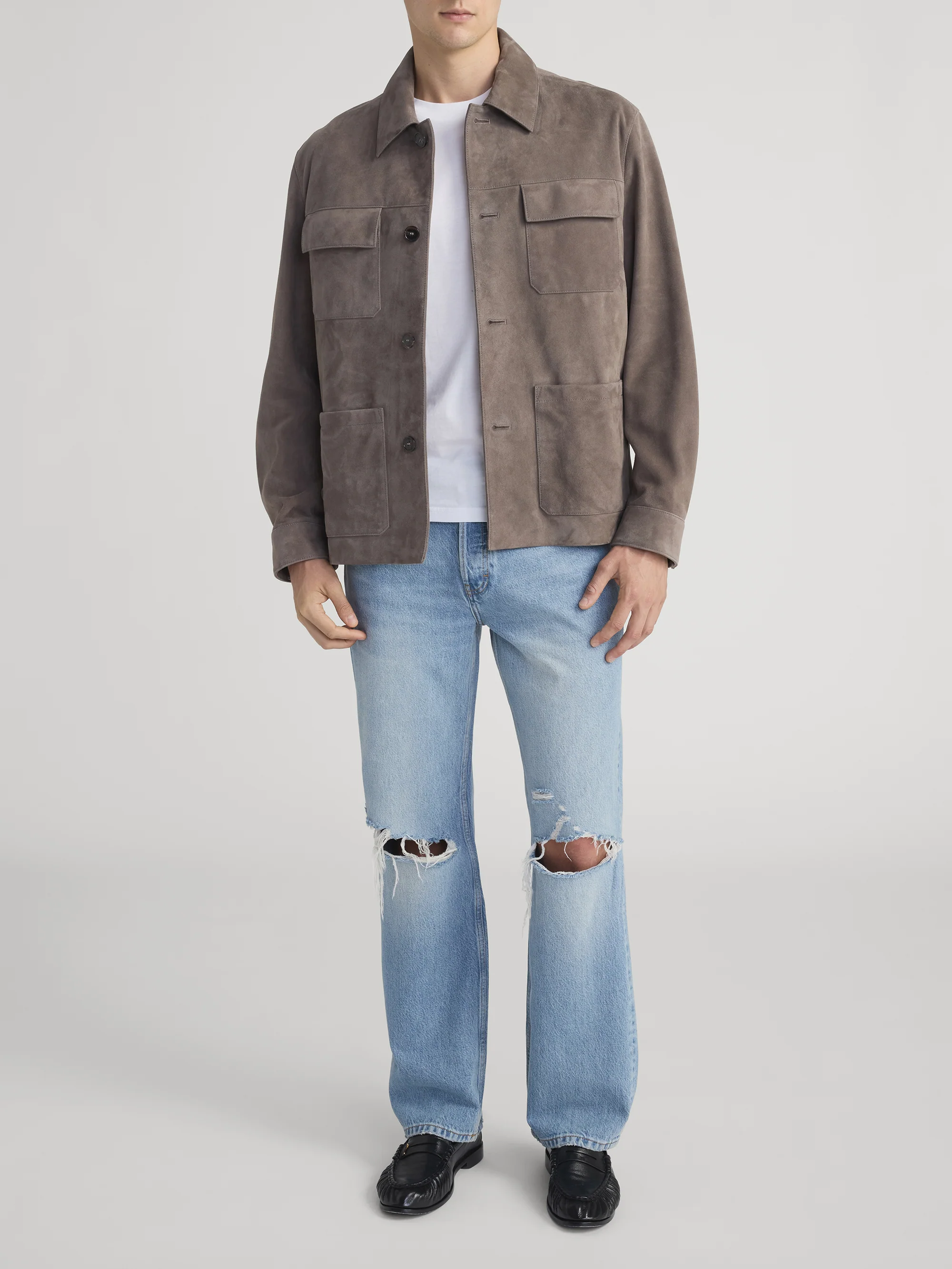Suede Chore Coat -- Light Taupe - Image 2