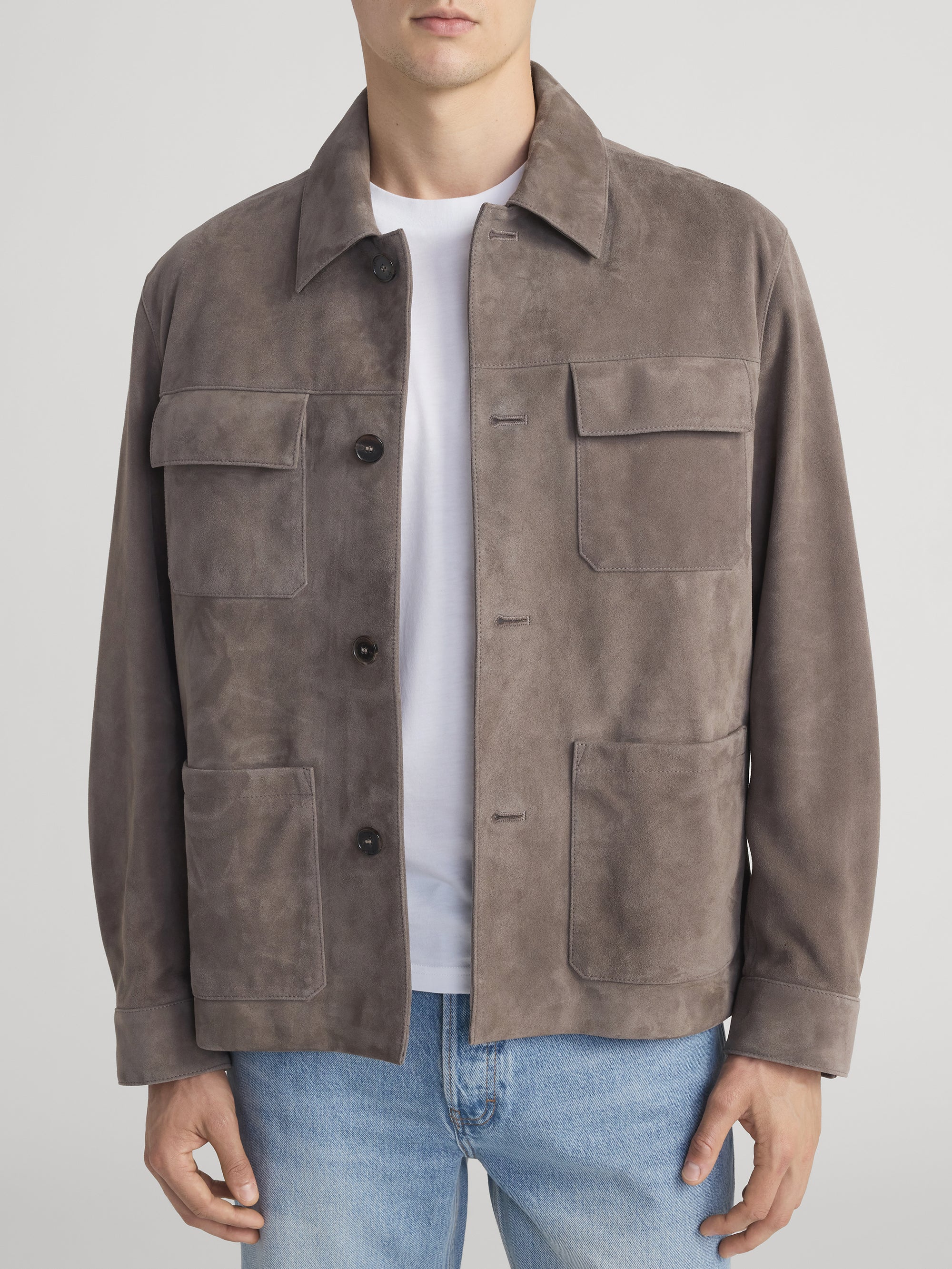 Suede Chore Coat -- Light Taupe - Image 3