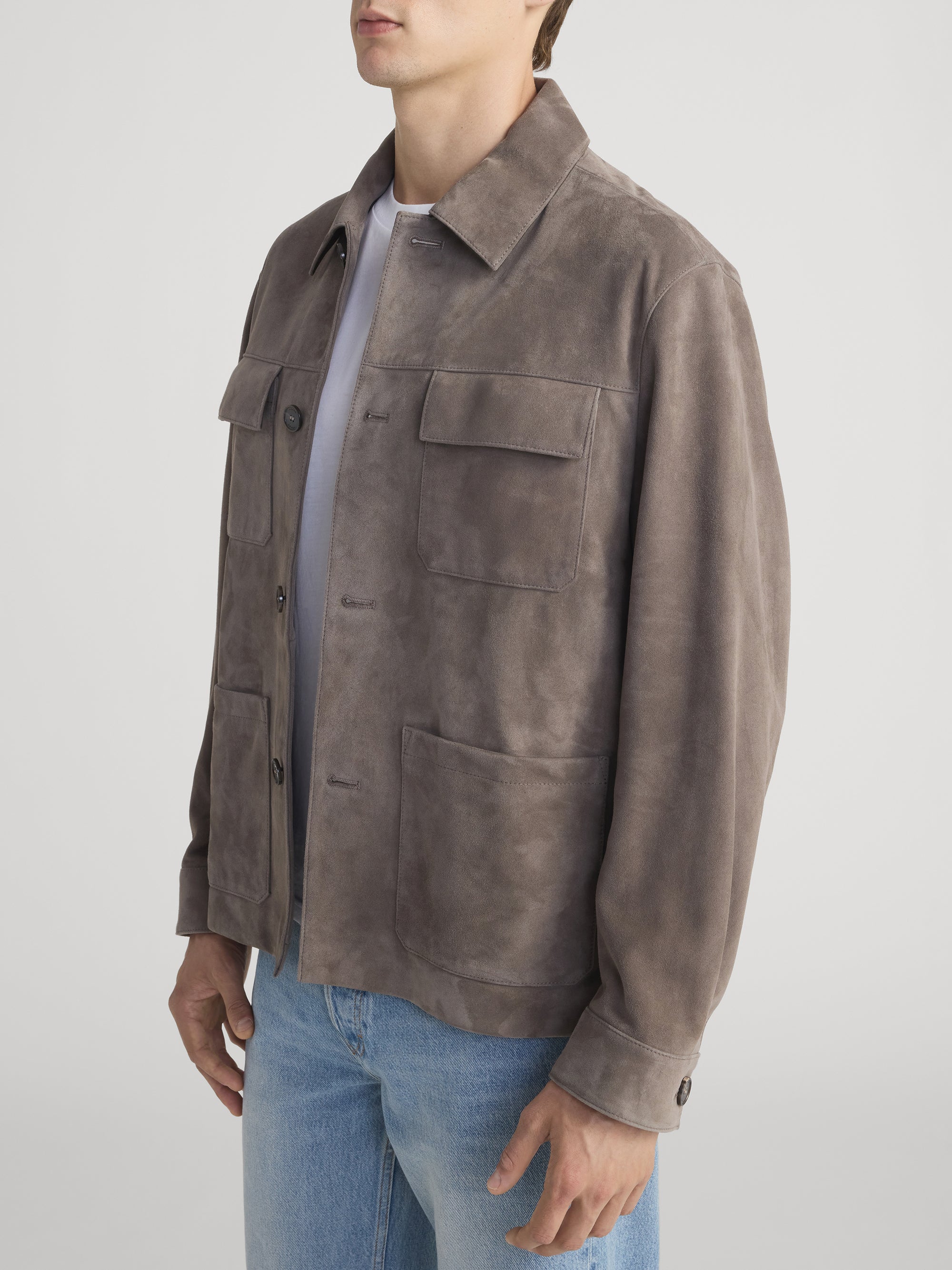 Suede Chore Coat -- Light Taupe - Image 5