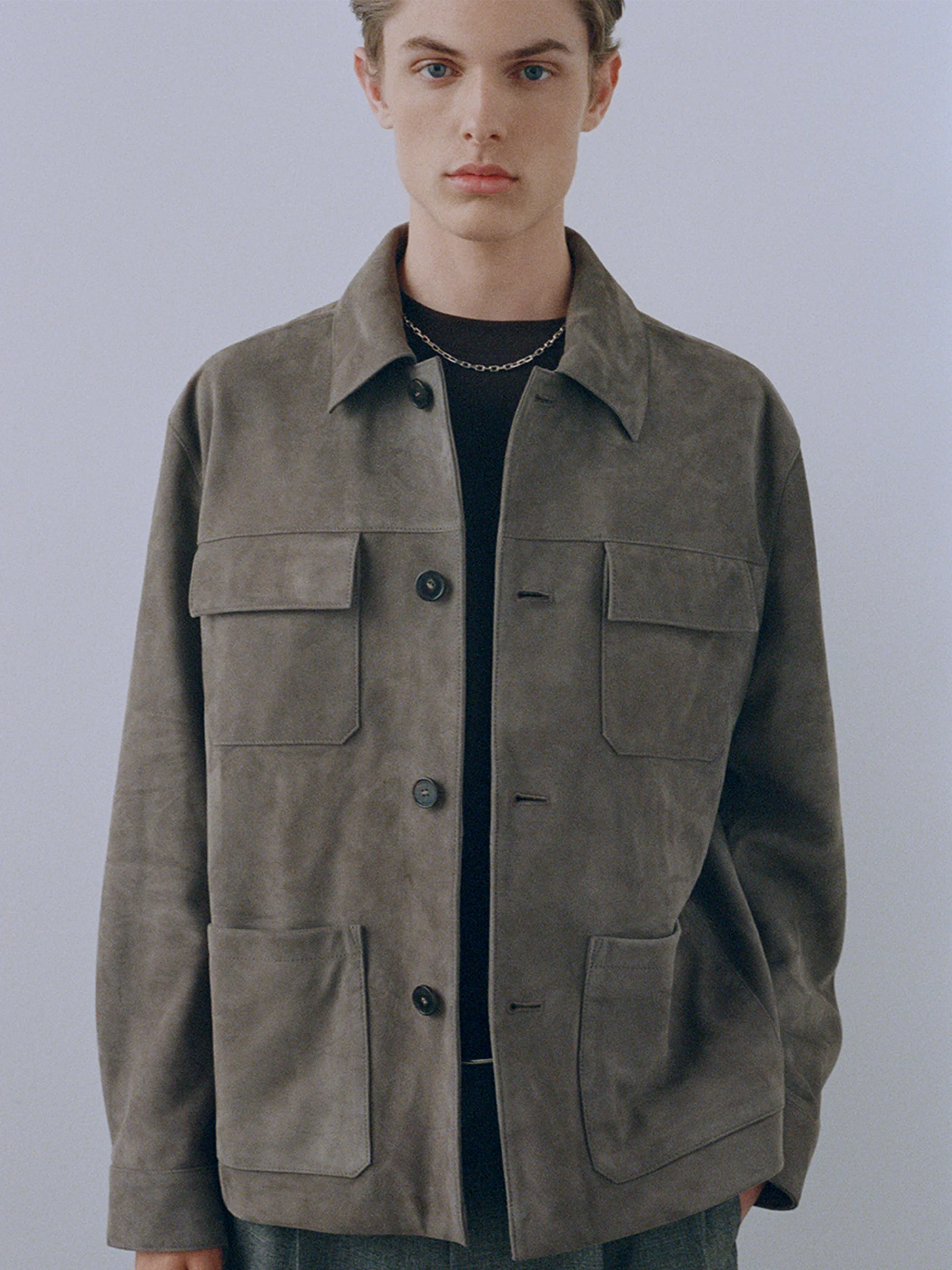 Suede Chore Coat -- Light Taupe - Image 8