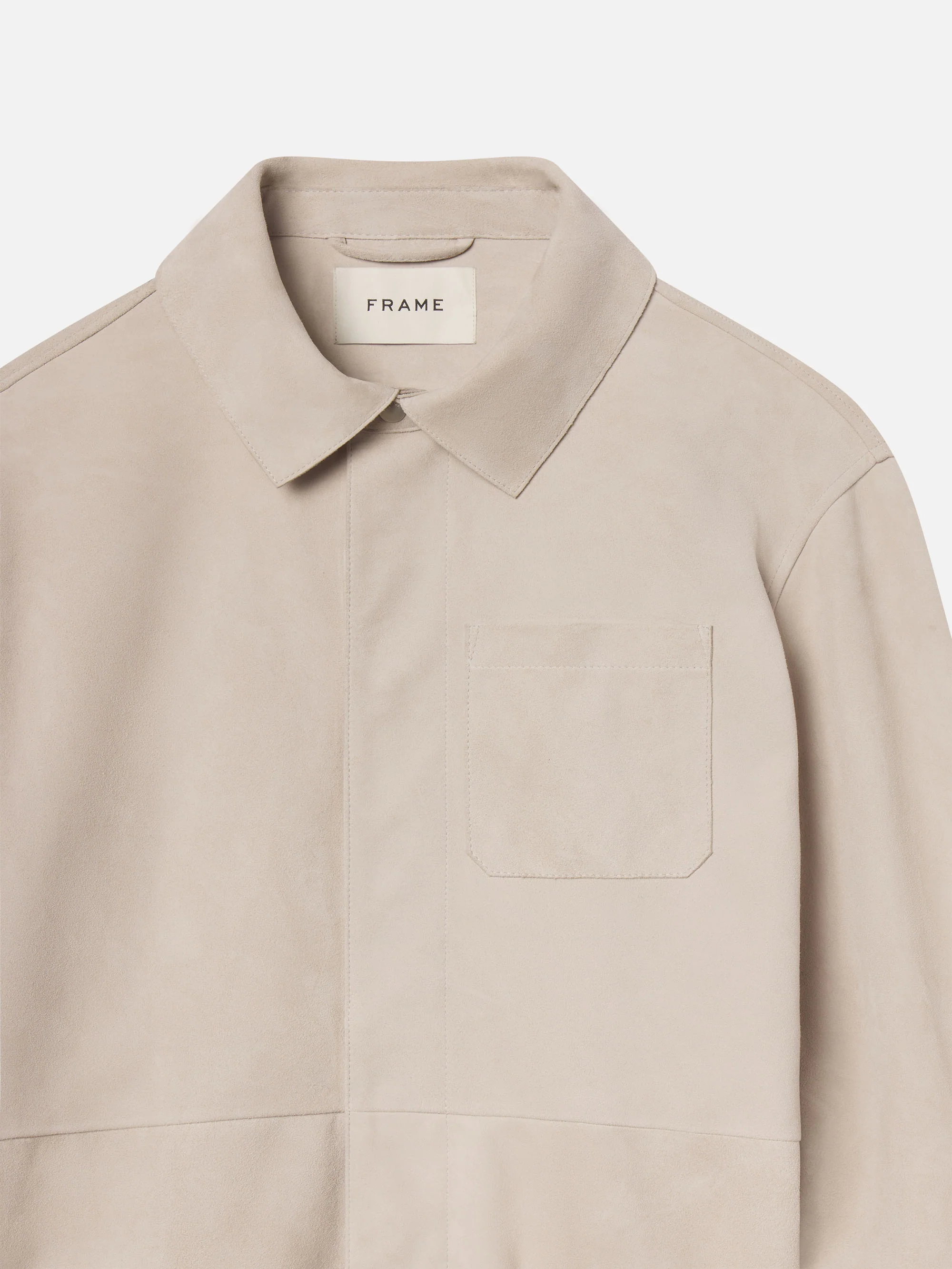 Suede Overshirt -- Stone Beige - Image 4