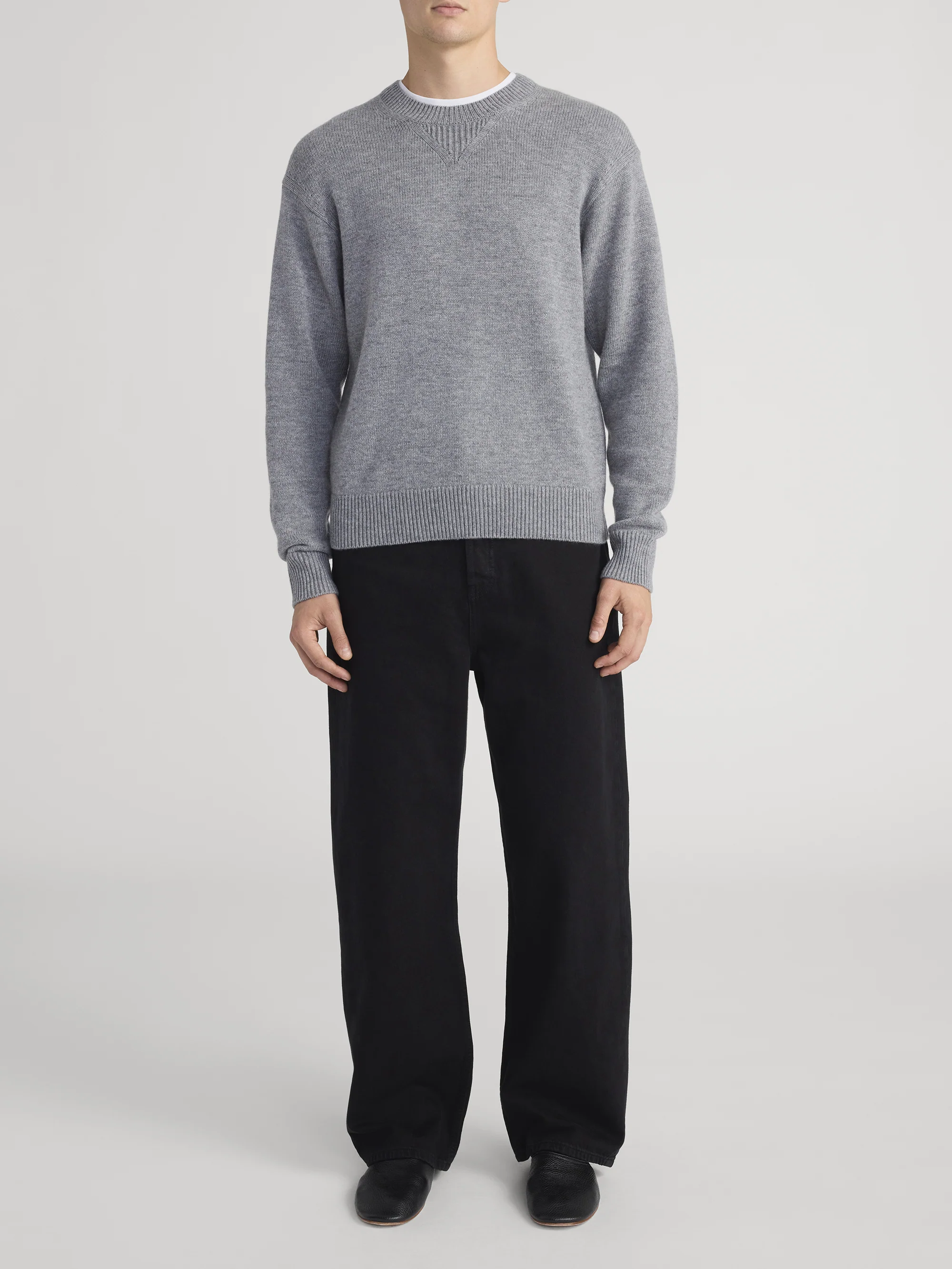 Suede Patch Sweater -- Heather Grey - Image 2