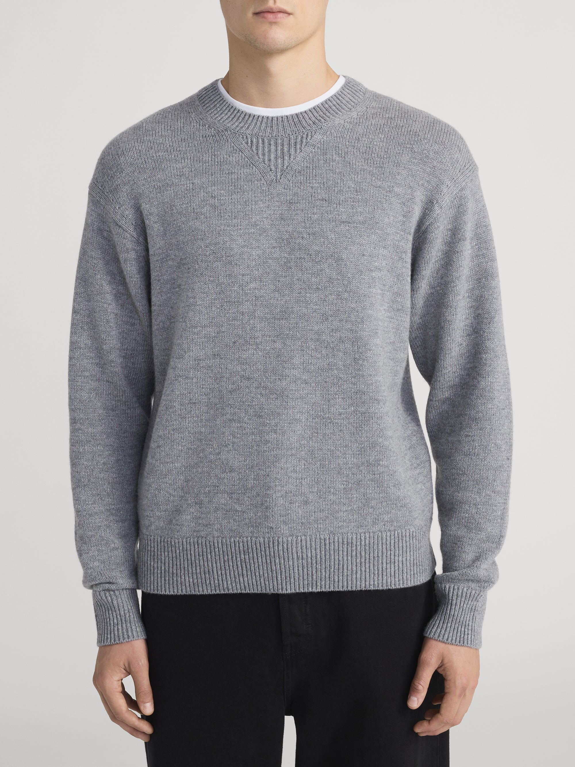 Suede Patch Sweater -- Heather Grey - Image 3