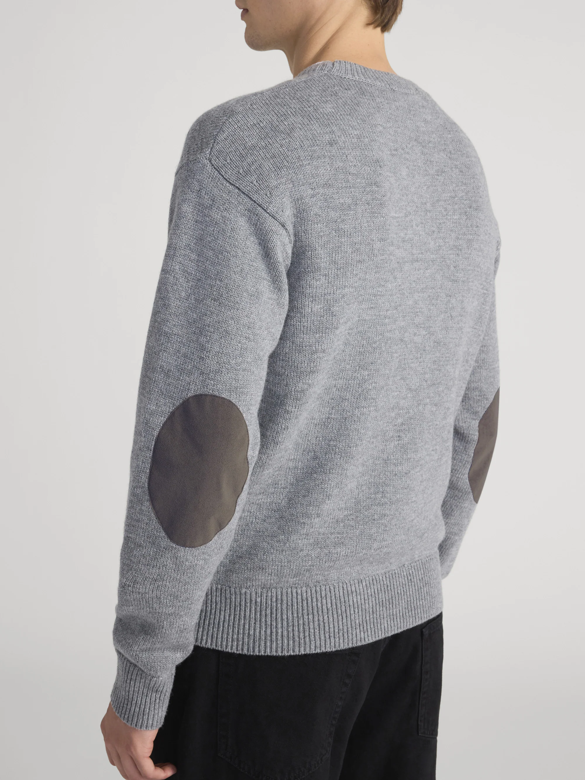 Suede Patch Sweater -- Heather Grey - Image 4