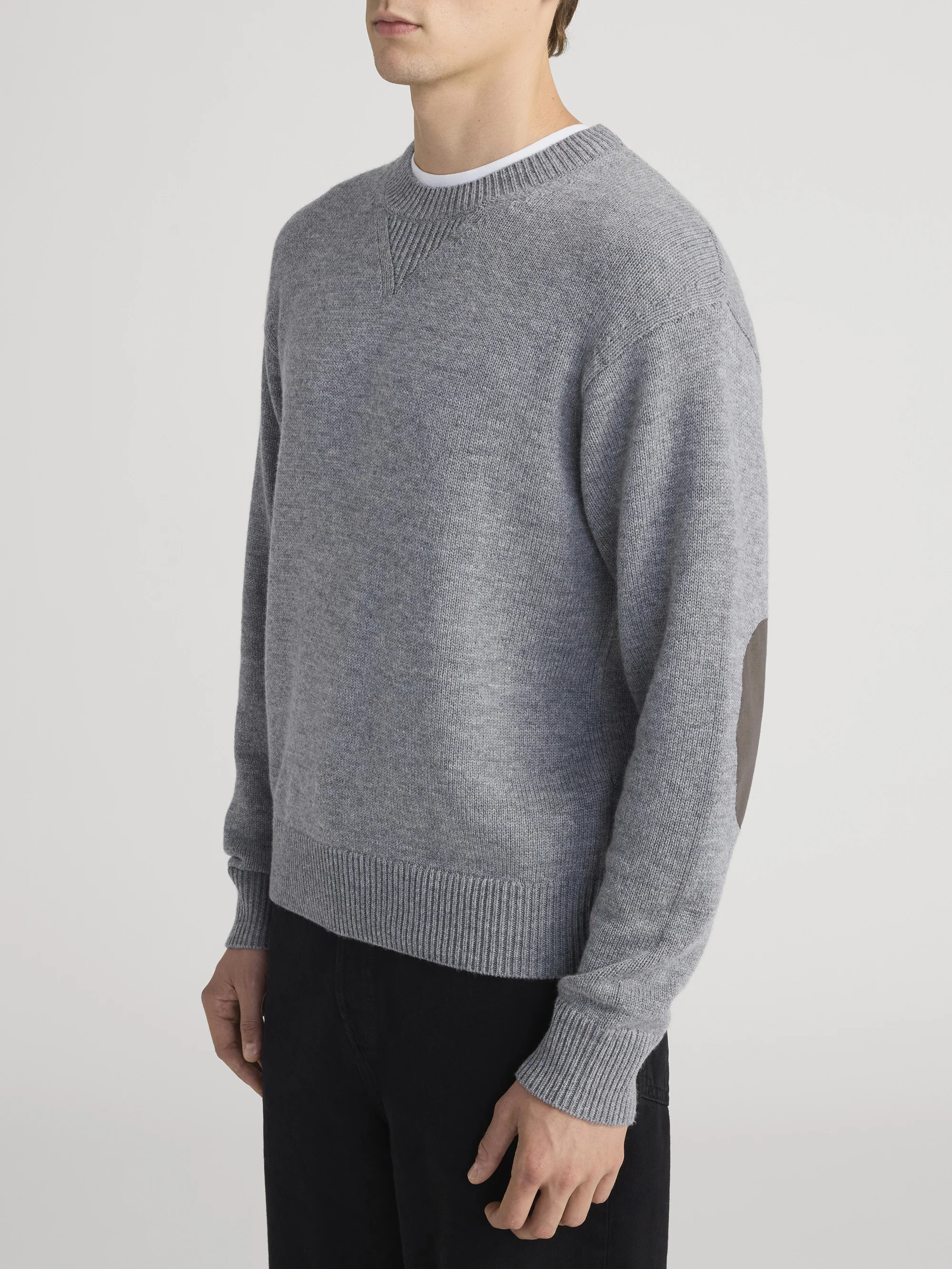 Suede Patch Sweater -- Heather Grey - Image 5