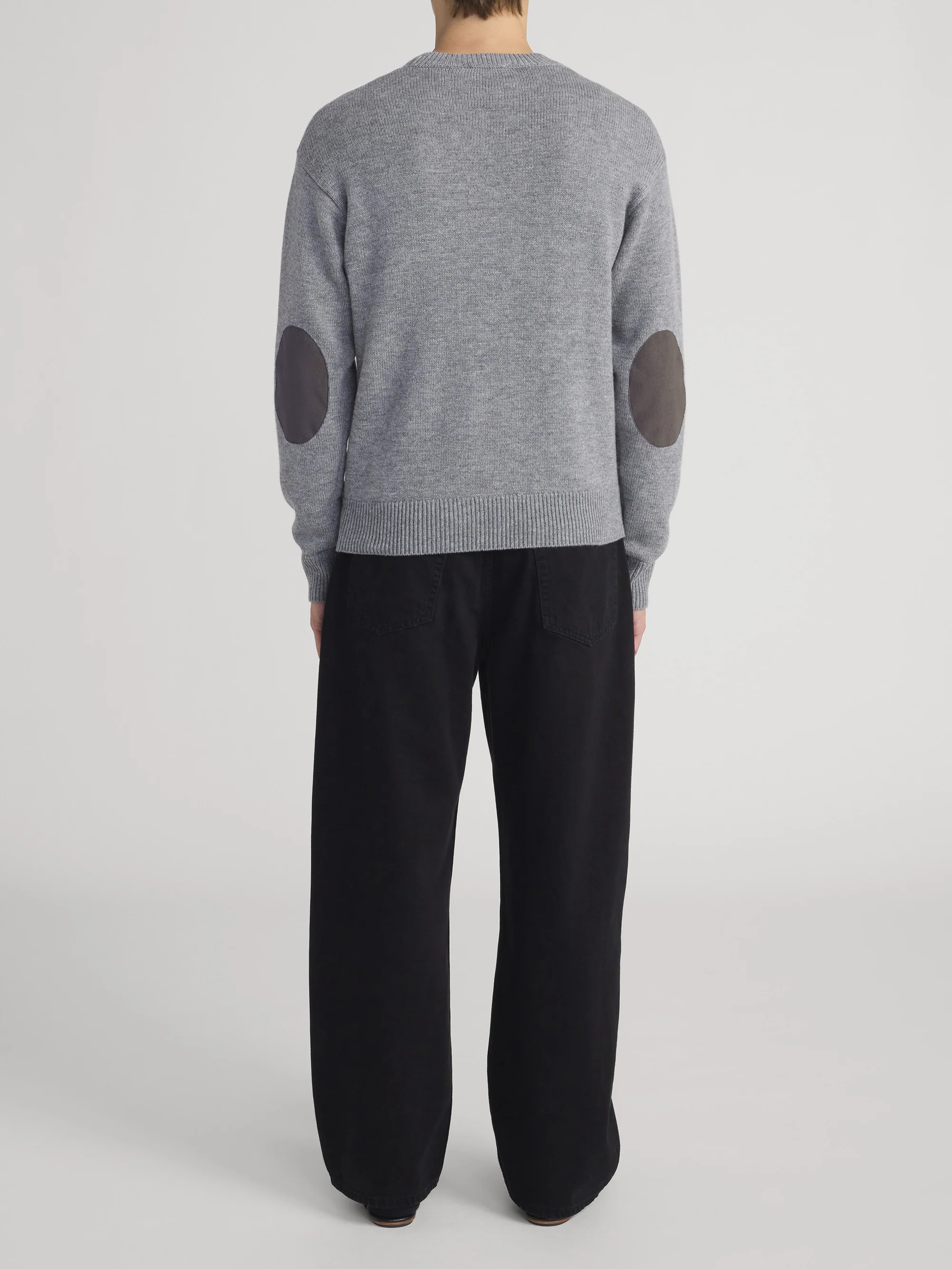 Suede Patch Sweater -- Heather Grey - Image 6