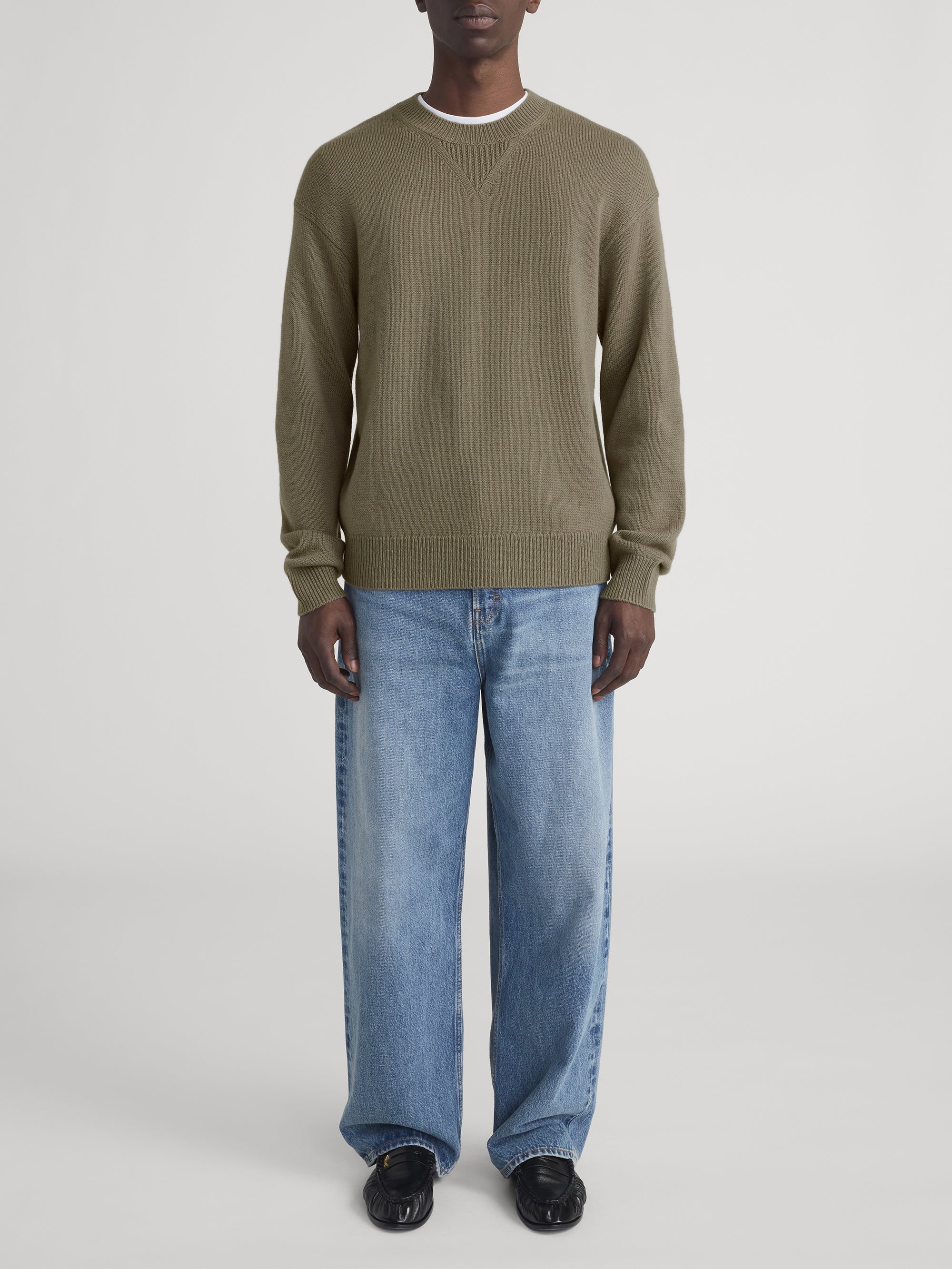 Suede Patch Sweater -- Light Taupe - Image 2